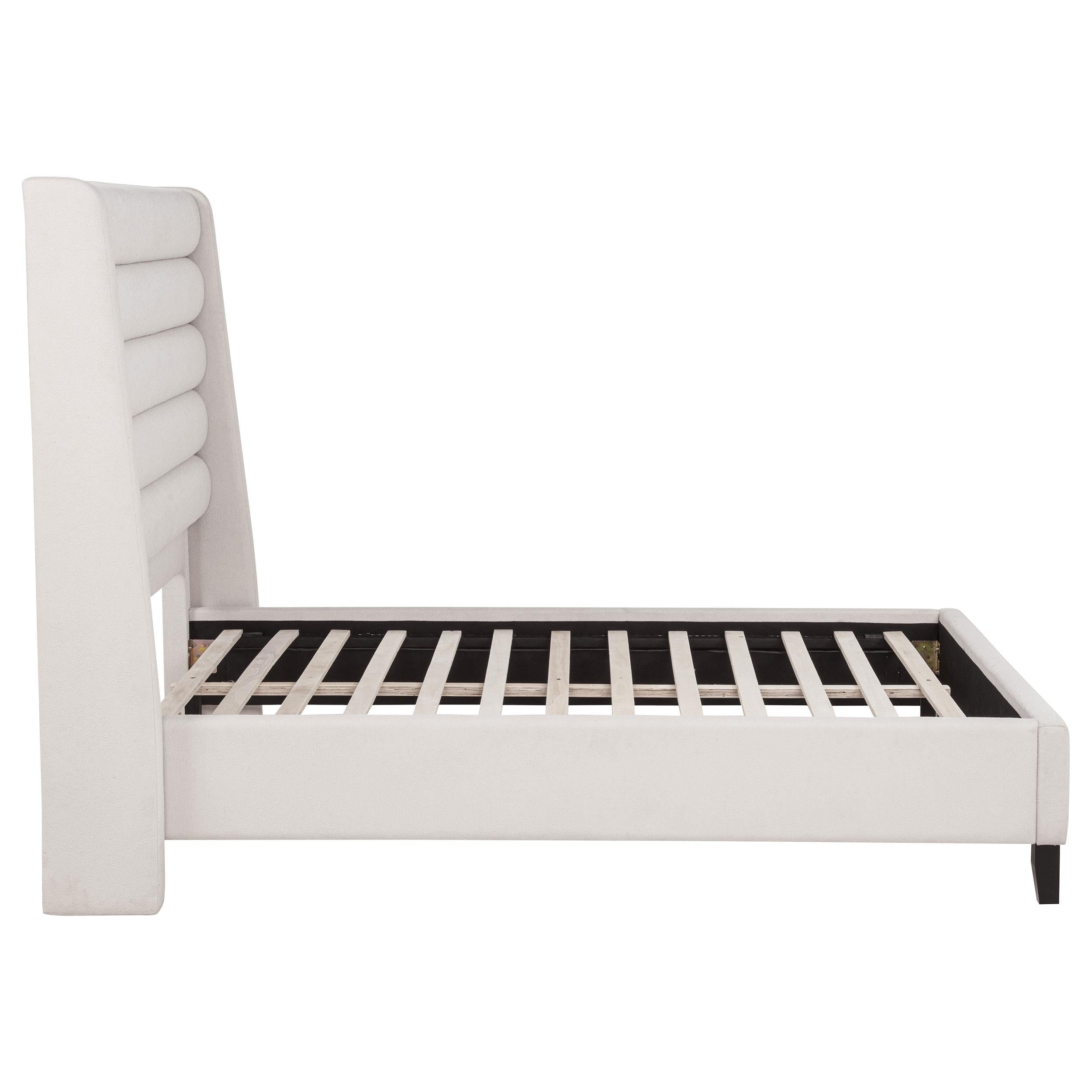  Coaster Furniture Leslie 315983F Upholstered Tufted Full Wingback Platform Bed - Beige IMAGE 2