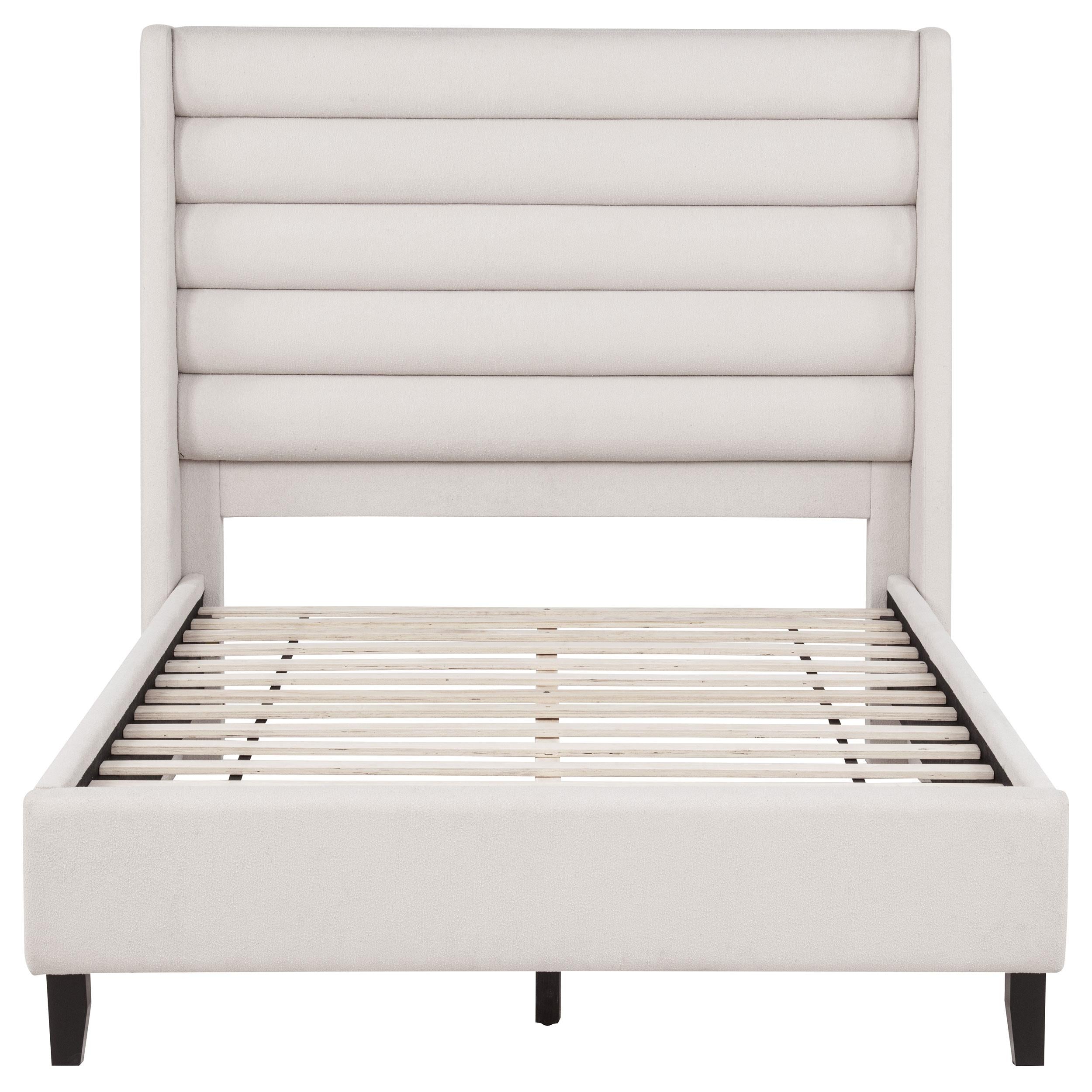  Coaster Furniture Leslie 315983F Upholstered Tufted Full Wingback Platform Bed - Beige IMAGE 3