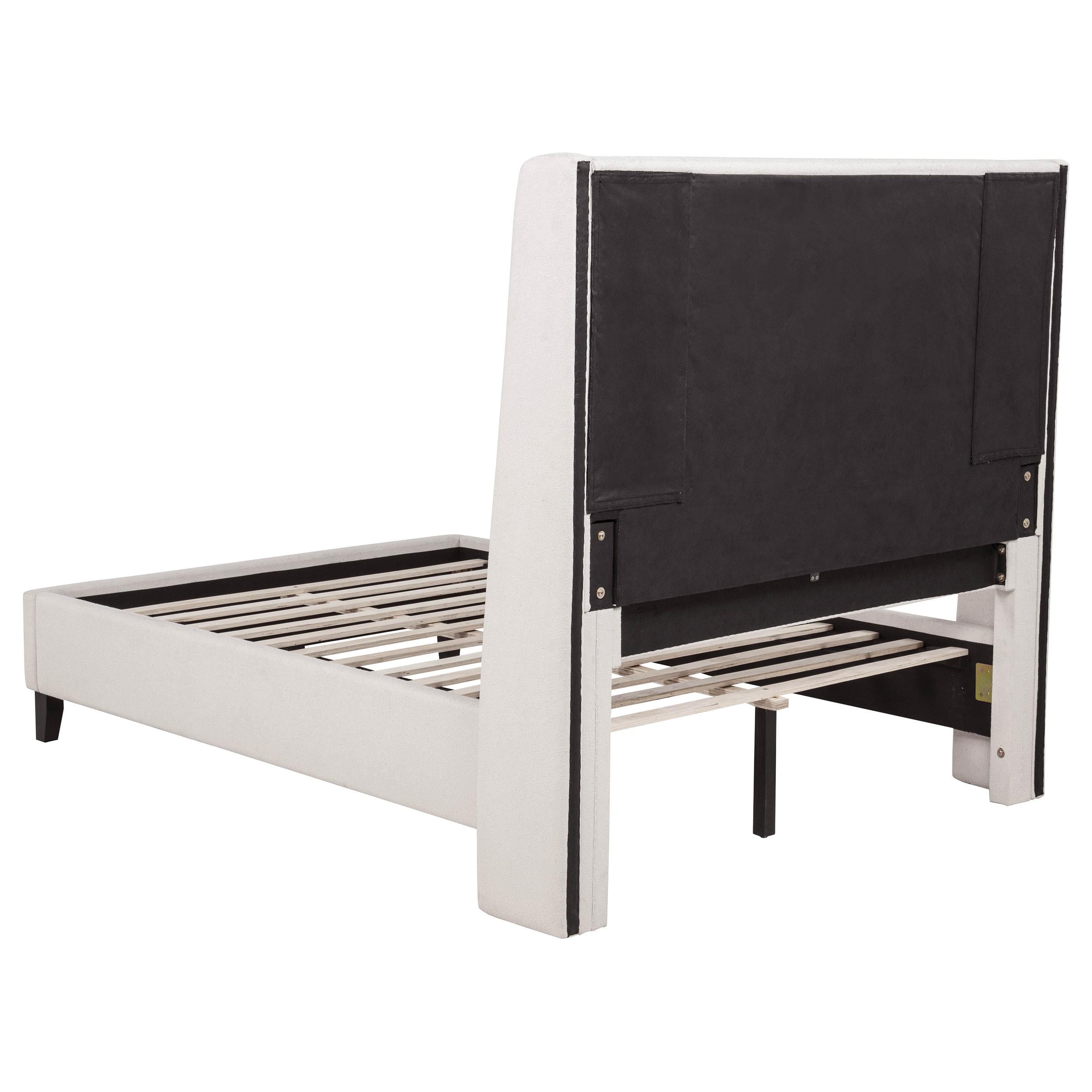  Coaster Furniture Leslie 315983F Upholstered Tufted Full Wingback Platform Bed - Beige IMAGE 4