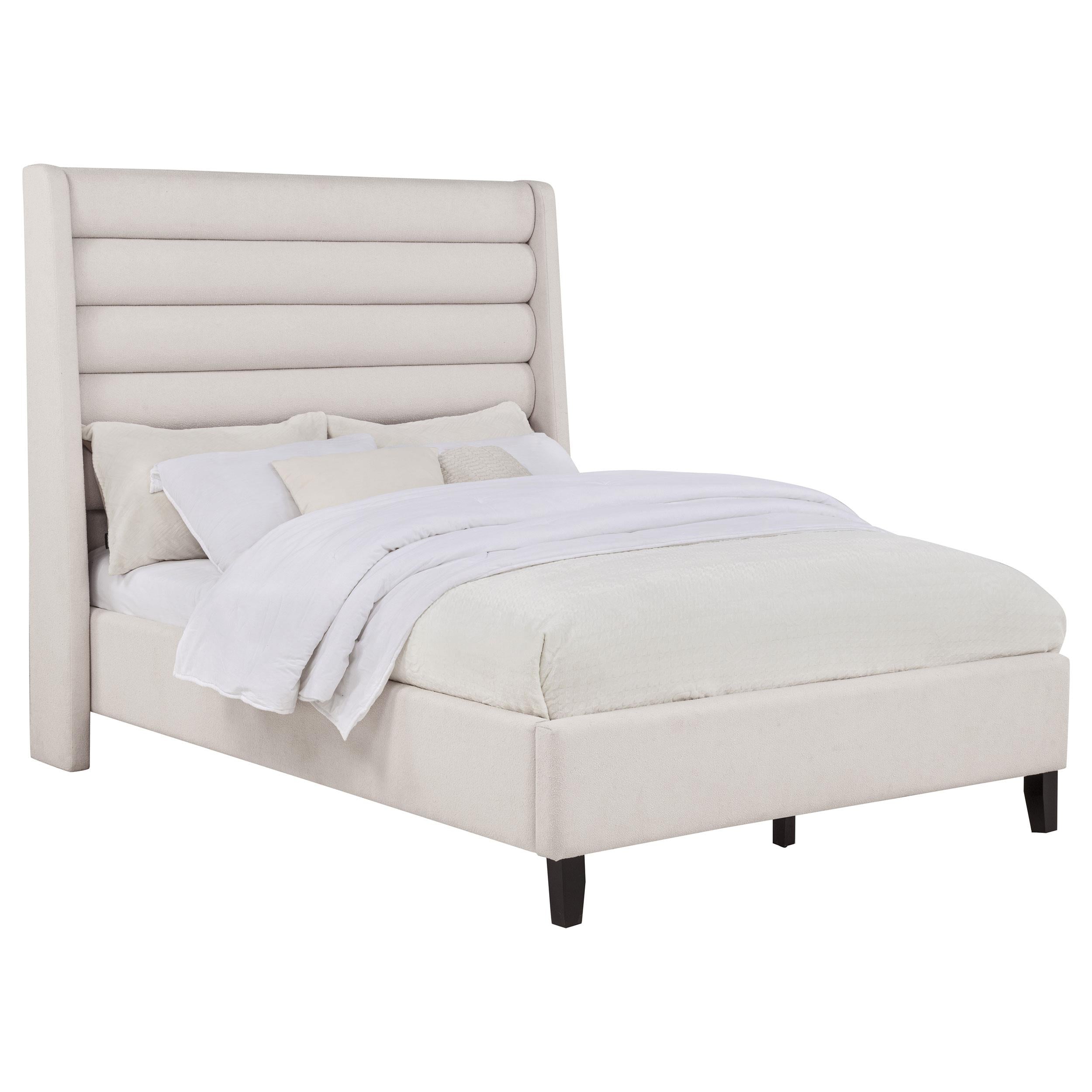  Coaster Furniture Leslie 315983F Upholstered Tufted Full Wingback Platform Bed - Beige IMAGE 6