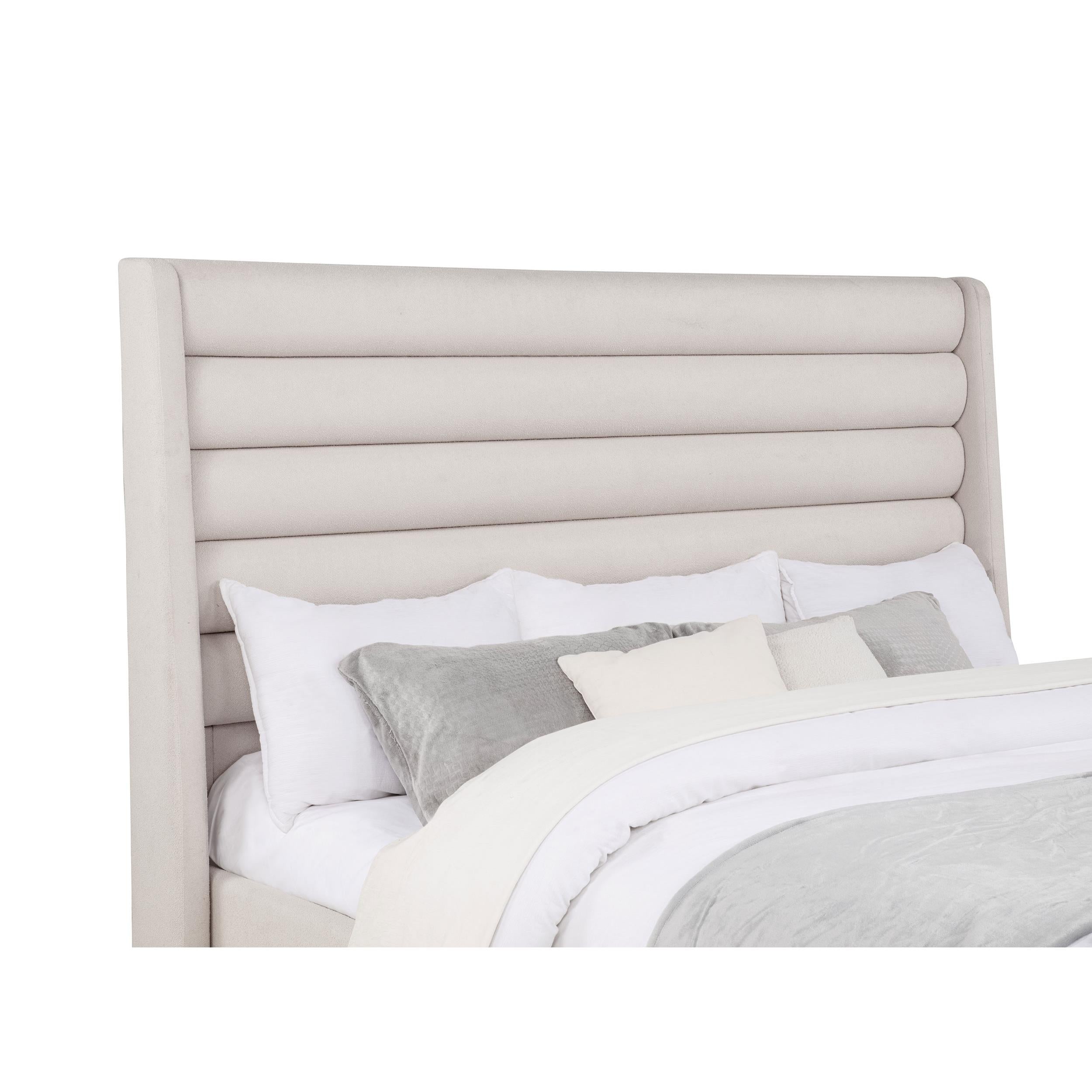  Coaster Furniture Leslie 315983KE Upholstered Tufted Eastern King Wingback Platform Bed - Beige IMAGE 4