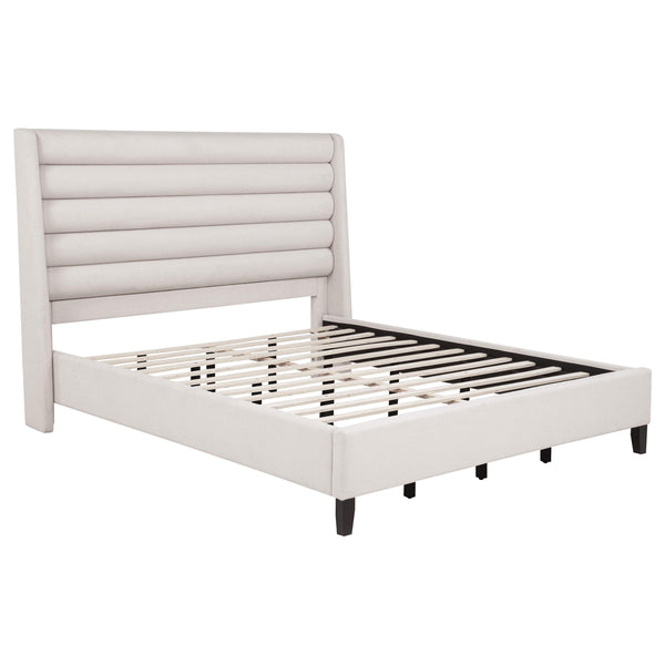 Coaster Furniture Leslie 315983KW Upholstered Tufted California King Wingback Platform Bed - Beige