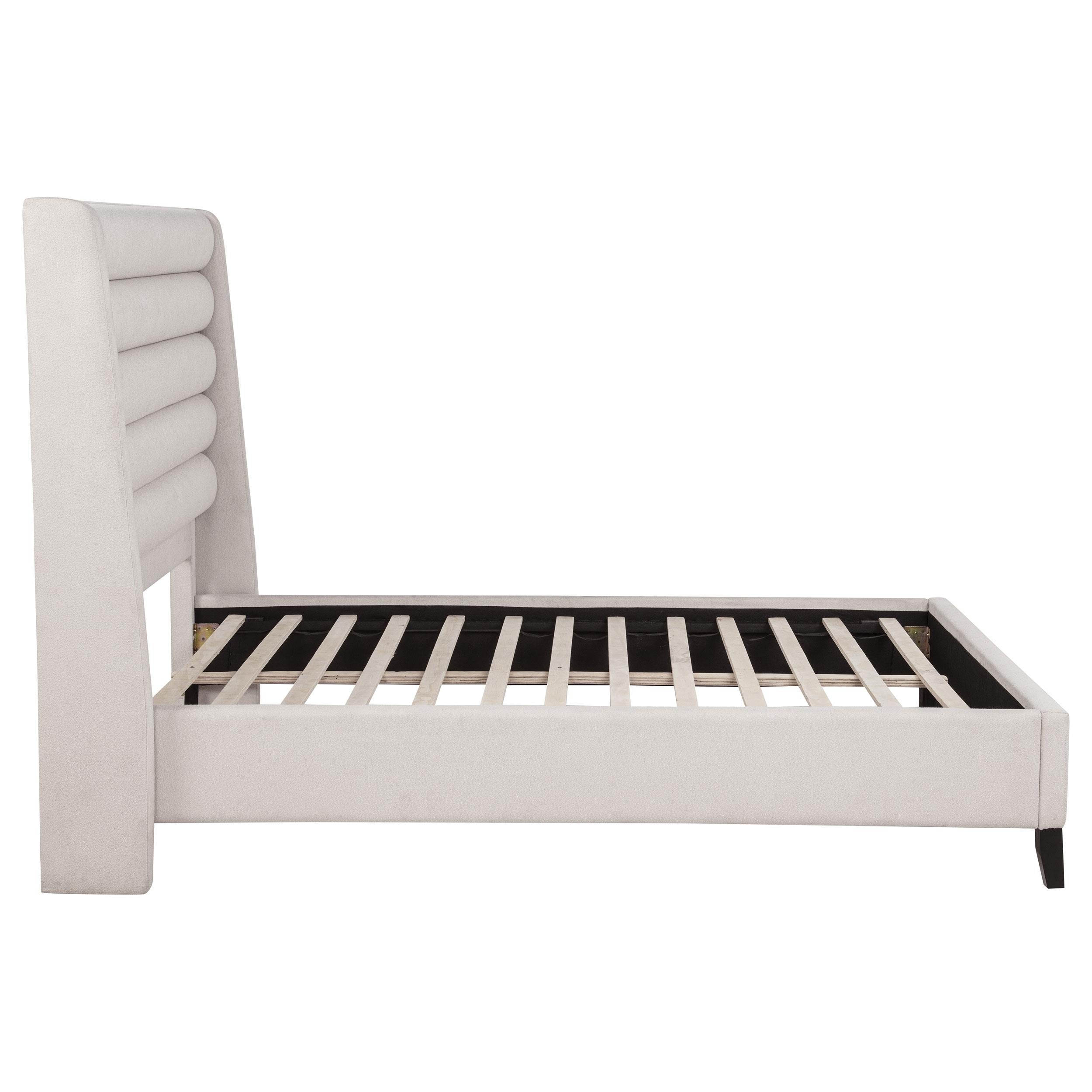  Coaster Furniture Leslie 315983Q Upholstered Tufted Queen Wingback Platform Bed - Beige IMAGE 2