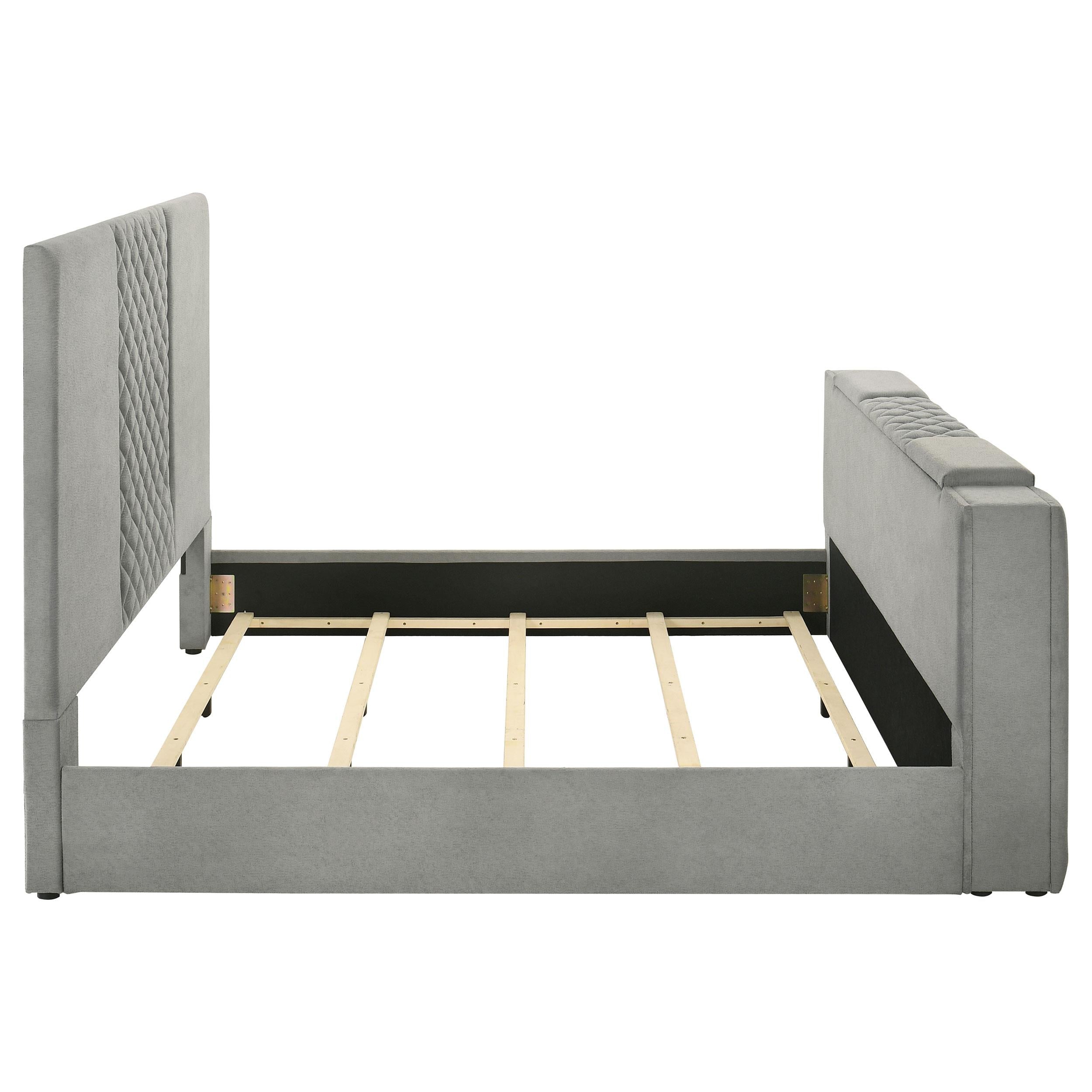  Coaster Furniture Tara 315994KE 61-inch Upholstered Eastern King Panel TV Bed - Grey IMAGE 11