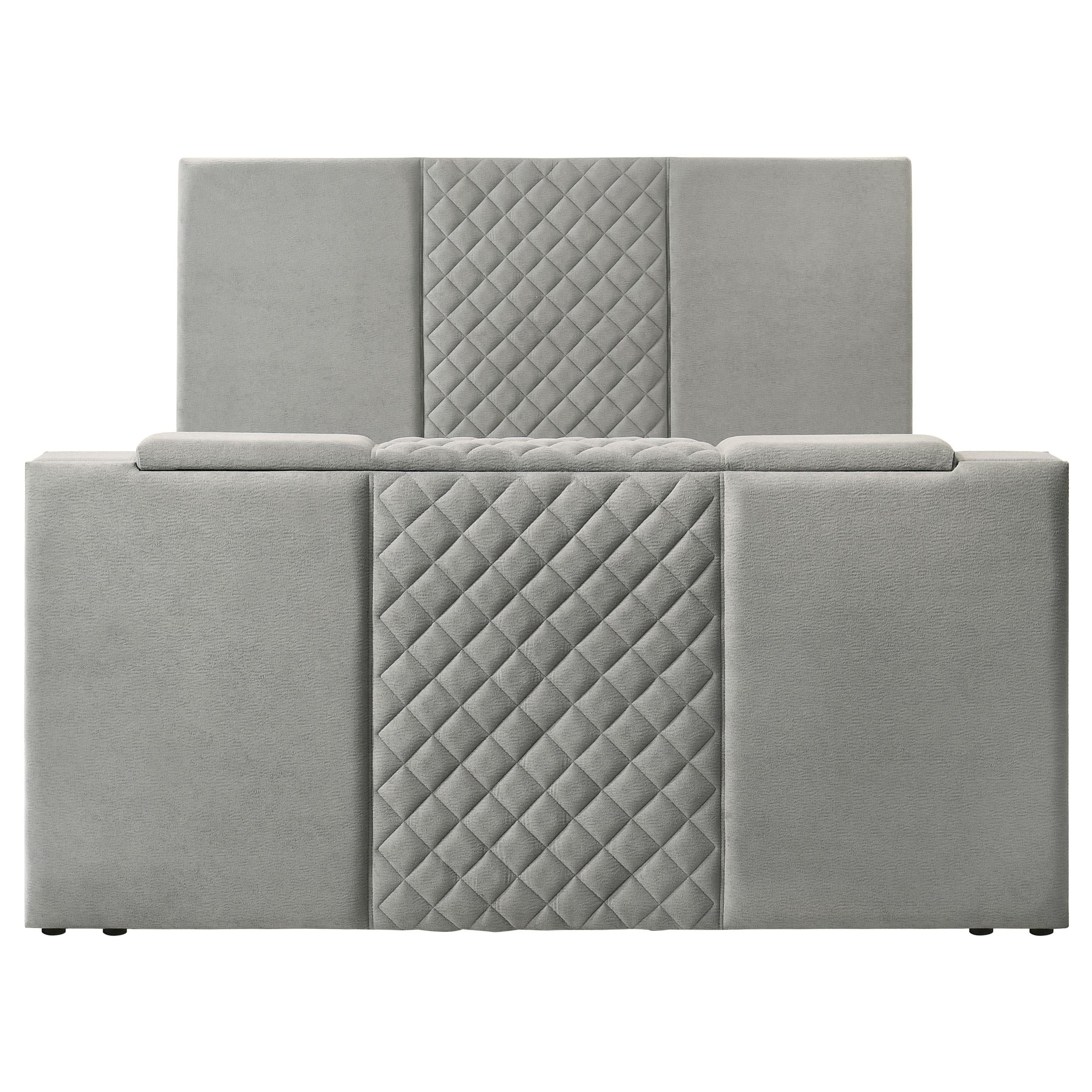  Coaster Furniture Tara 315994KE 61-inch Upholstered Eastern King Panel TV Bed - Grey IMAGE 6
