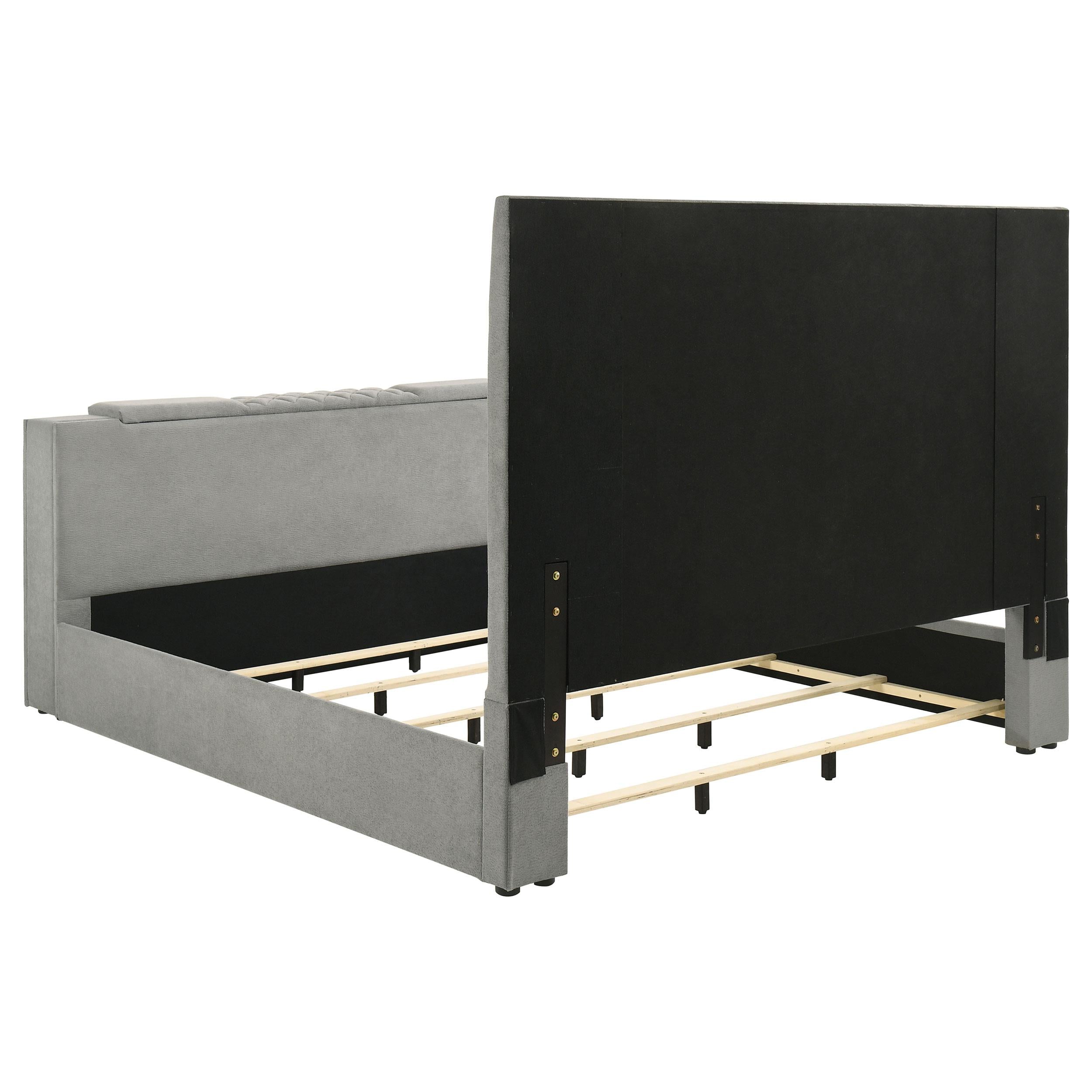  Coaster Furniture Tara 315994KE 61-inch Upholstered Eastern King Panel TV Bed - Grey IMAGE 9