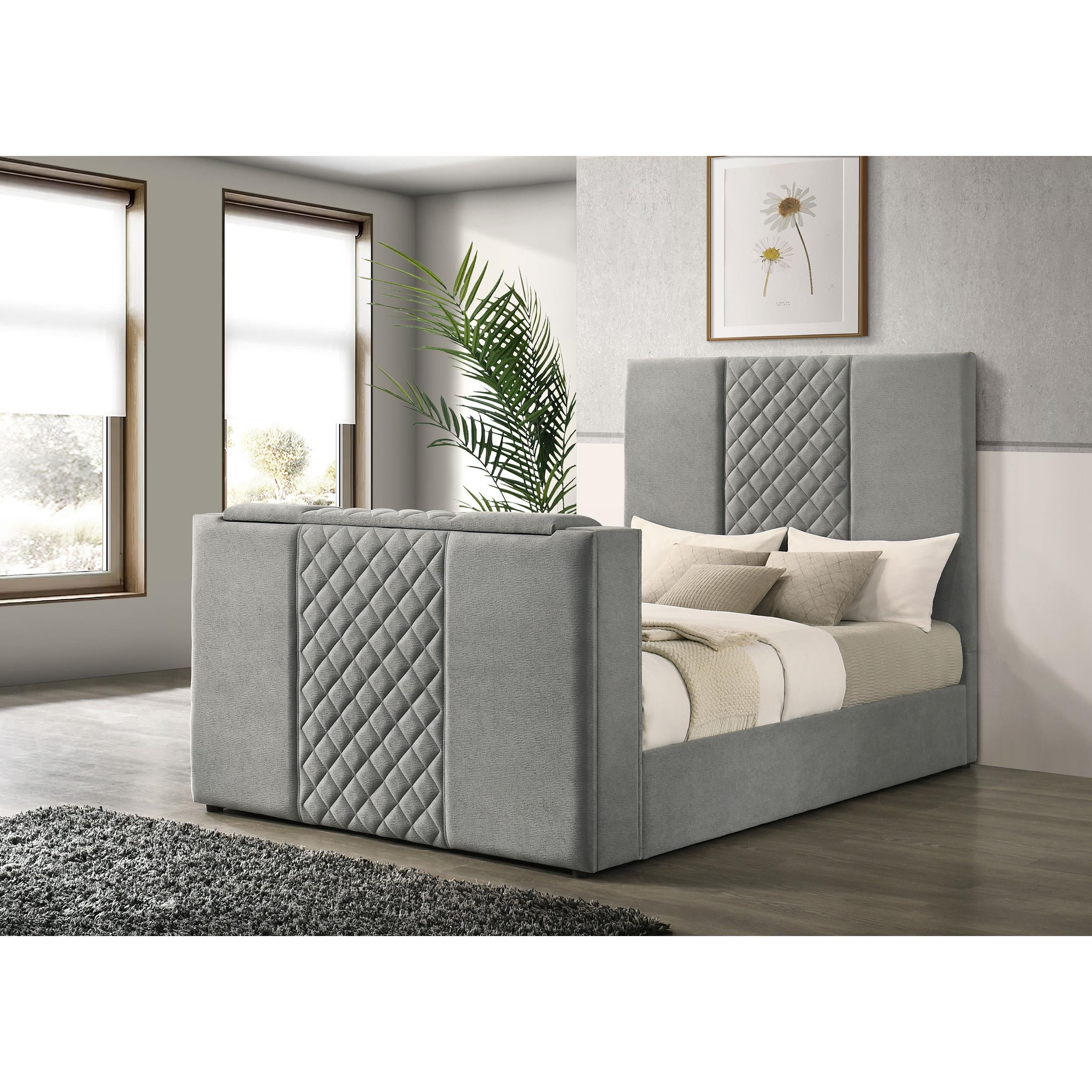  Coaster Furniture Tara 315994Q 61-inch Upholstered Queen Panel TV Bed - Grey IMAGE 5