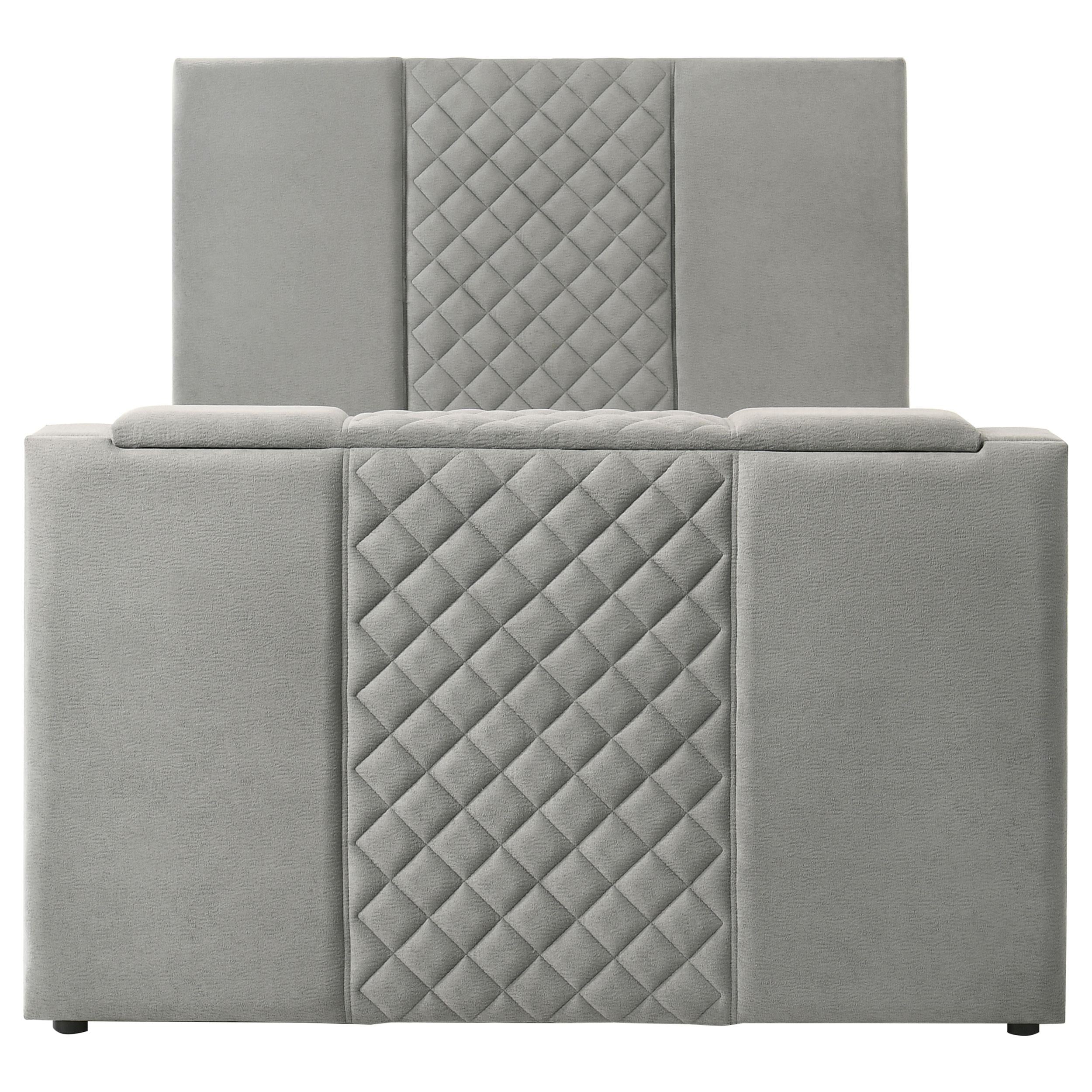  Coaster Furniture Tara 315994Q 61-inch Upholstered Queen Panel TV Bed - Grey IMAGE 6