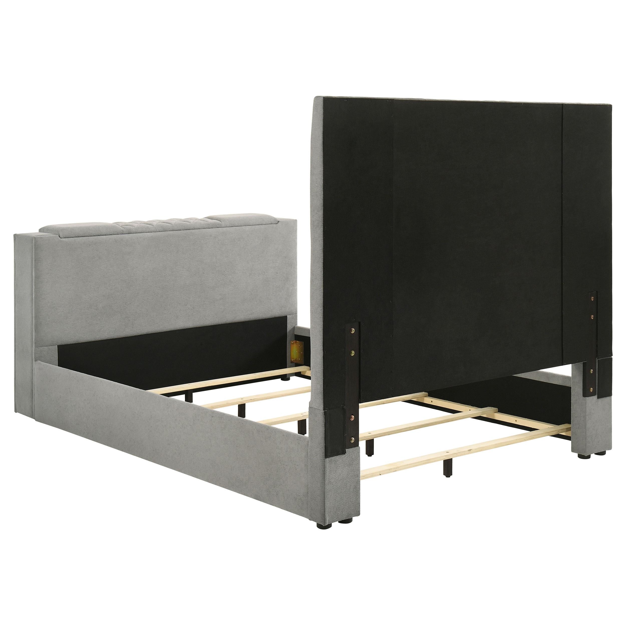  Coaster Furniture Tara 315994Q 61-inch Upholstered Queen Panel TV Bed - Grey IMAGE 9