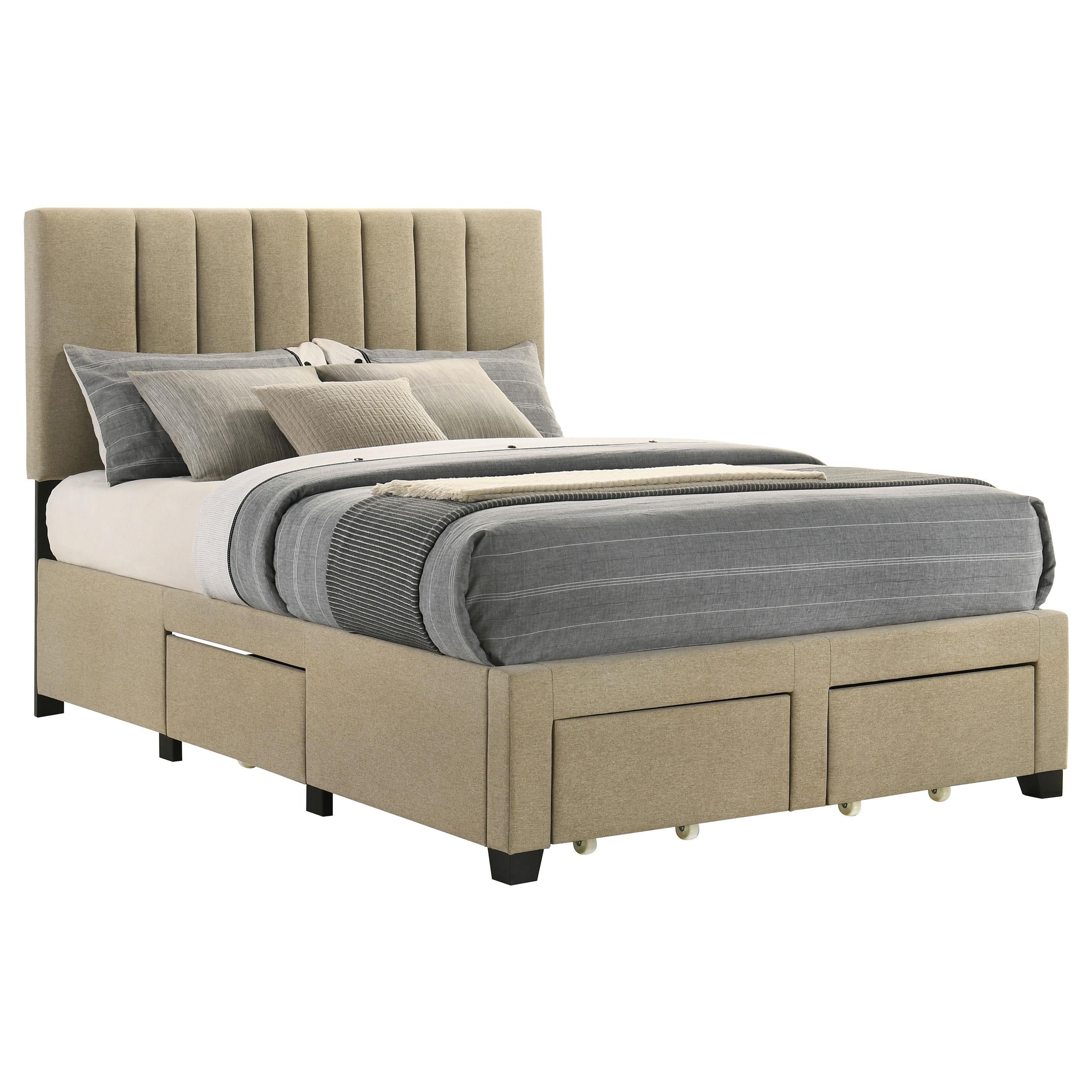  Coaster Furniture Wheatland 316010F 4-drawer Upholstered Full Storage Bed - Light Brown IMAGE 1