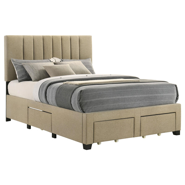 Coaster Furniture Wheatland 316010F 4-drawer Upholstered Full Storage Bed - Light Brown
