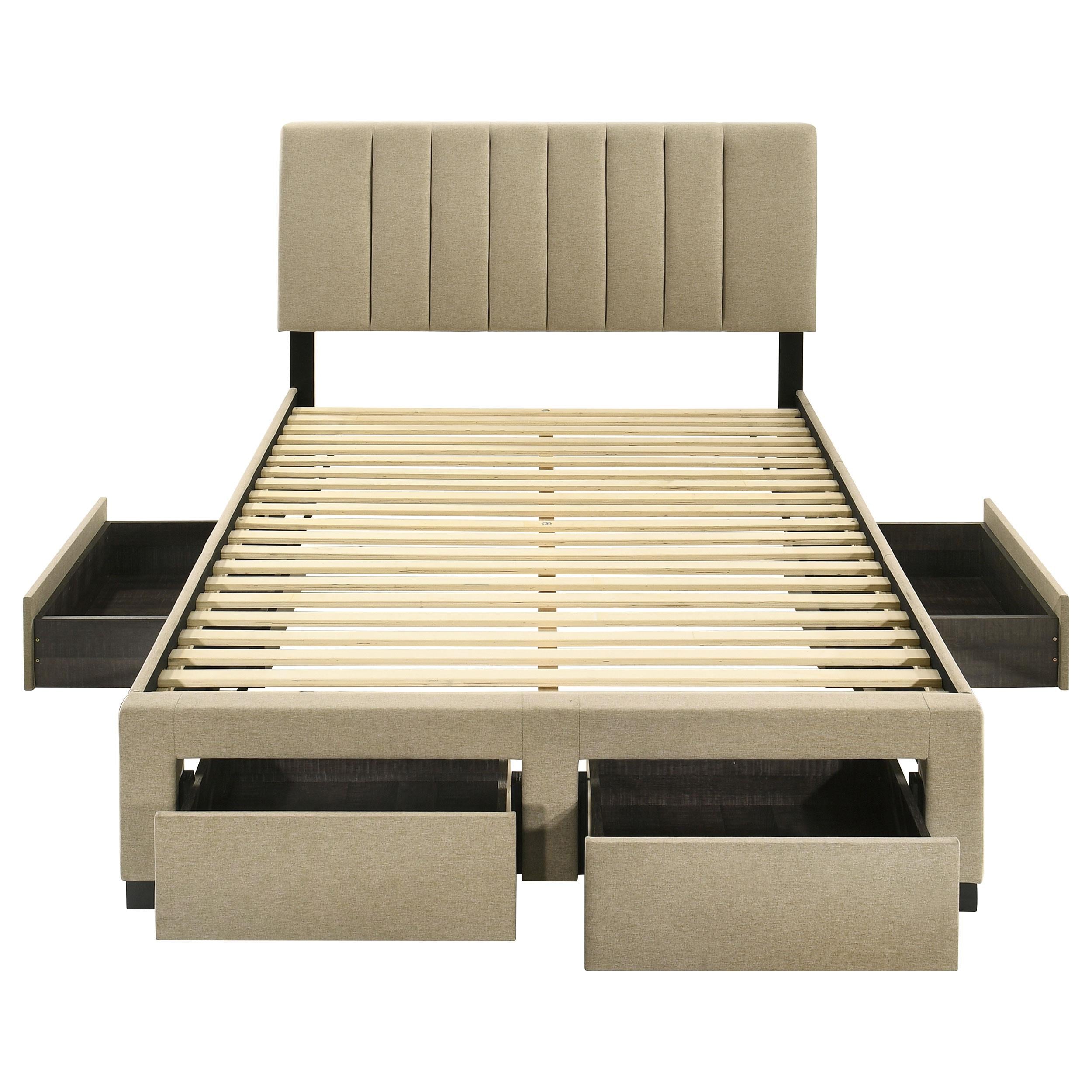  Coaster Furniture Wheatland 316010F 4-drawer Upholstered Full Storage Bed - Light Brown IMAGE 10