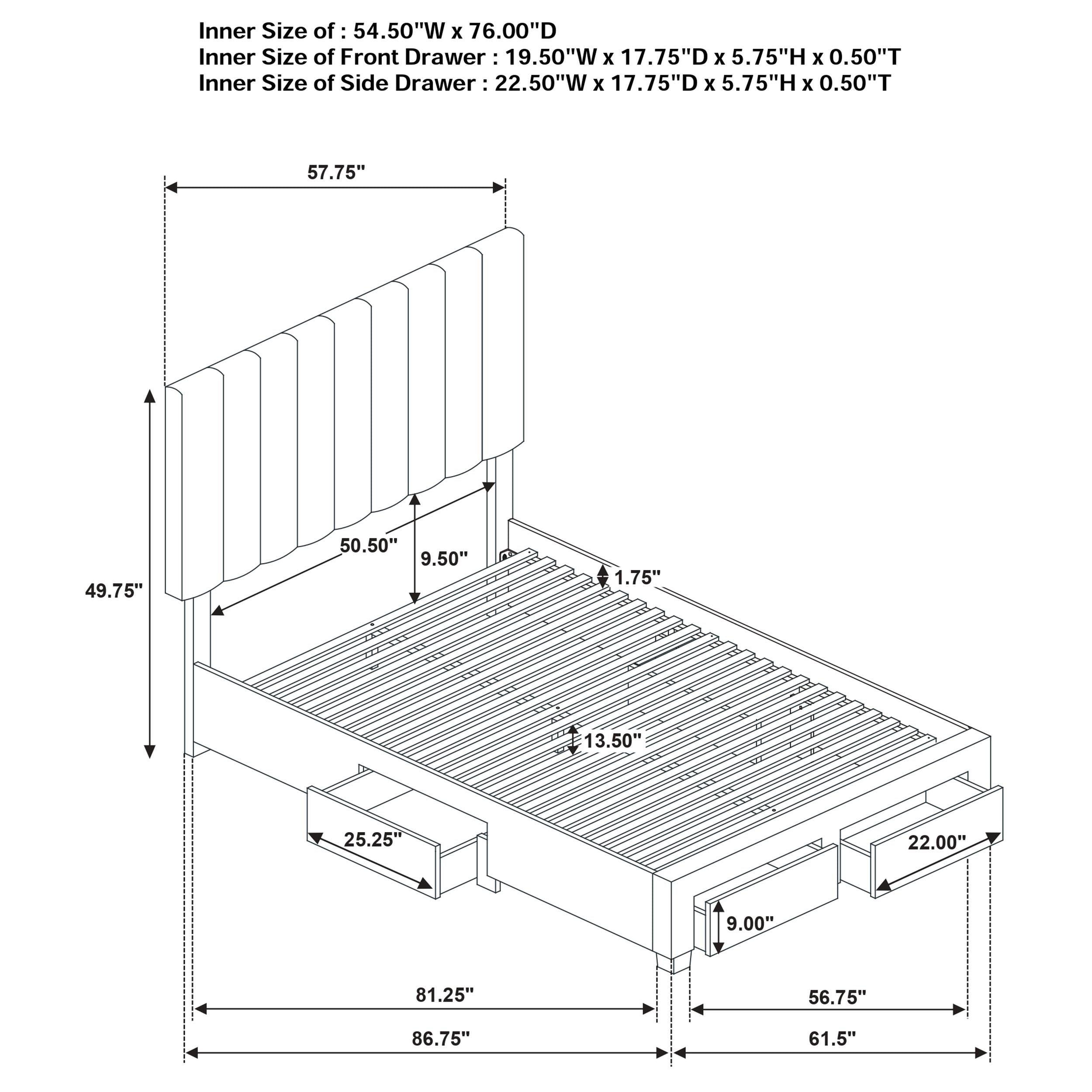  Coaster Furniture Wheatland 316010F 4-drawer Upholstered Full Storage Bed - Light Brown IMAGE 11