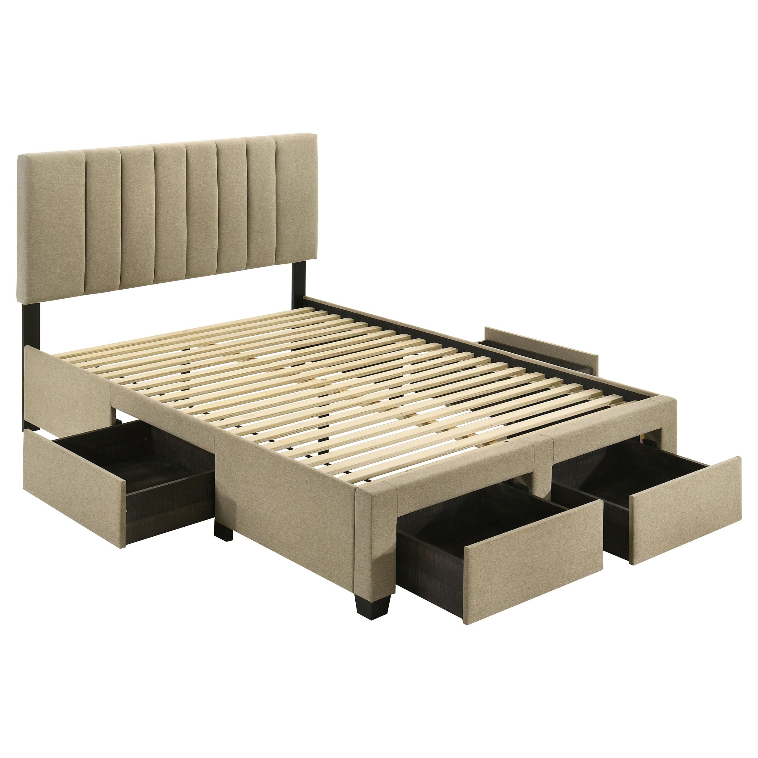  Coaster Furniture Wheatland 316010F 4-drawer Upholstered Full Storage Bed - Light Brown IMAGE 2