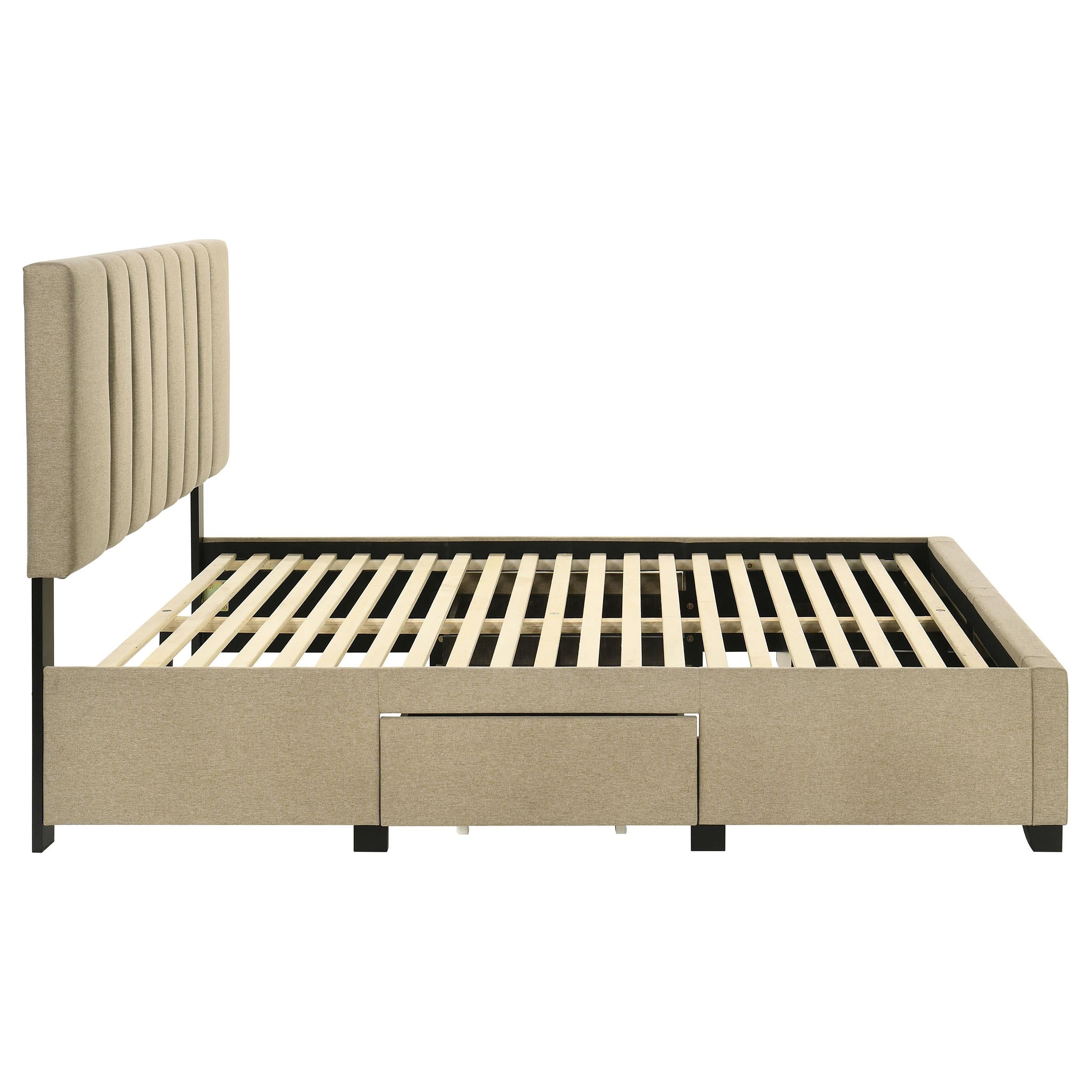  Coaster Furniture Wheatland 316010F 4-drawer Upholstered Full Storage Bed - Light Brown IMAGE 4