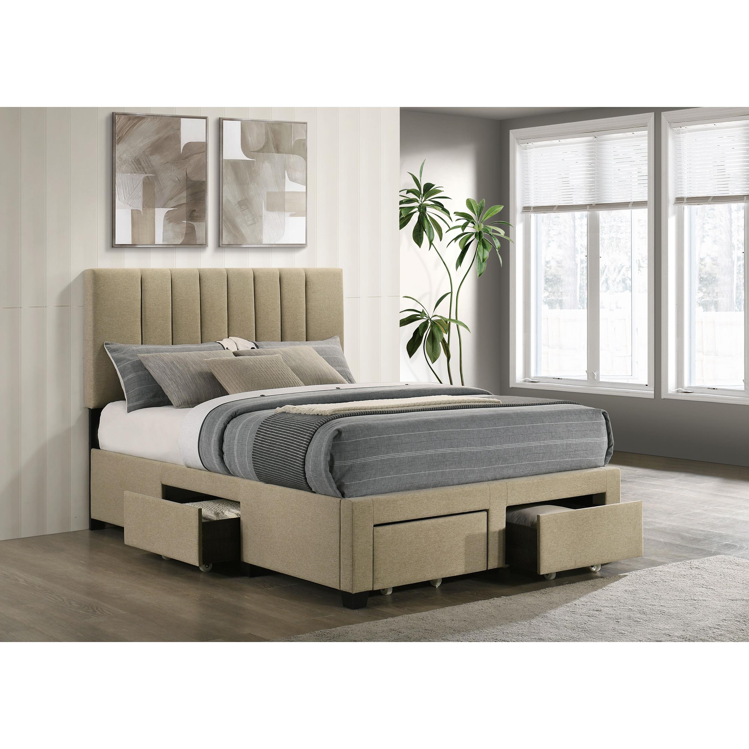  Coaster Furniture Wheatland 316010F 4-drawer Upholstered Full Storage Bed - Light Brown IMAGE 7