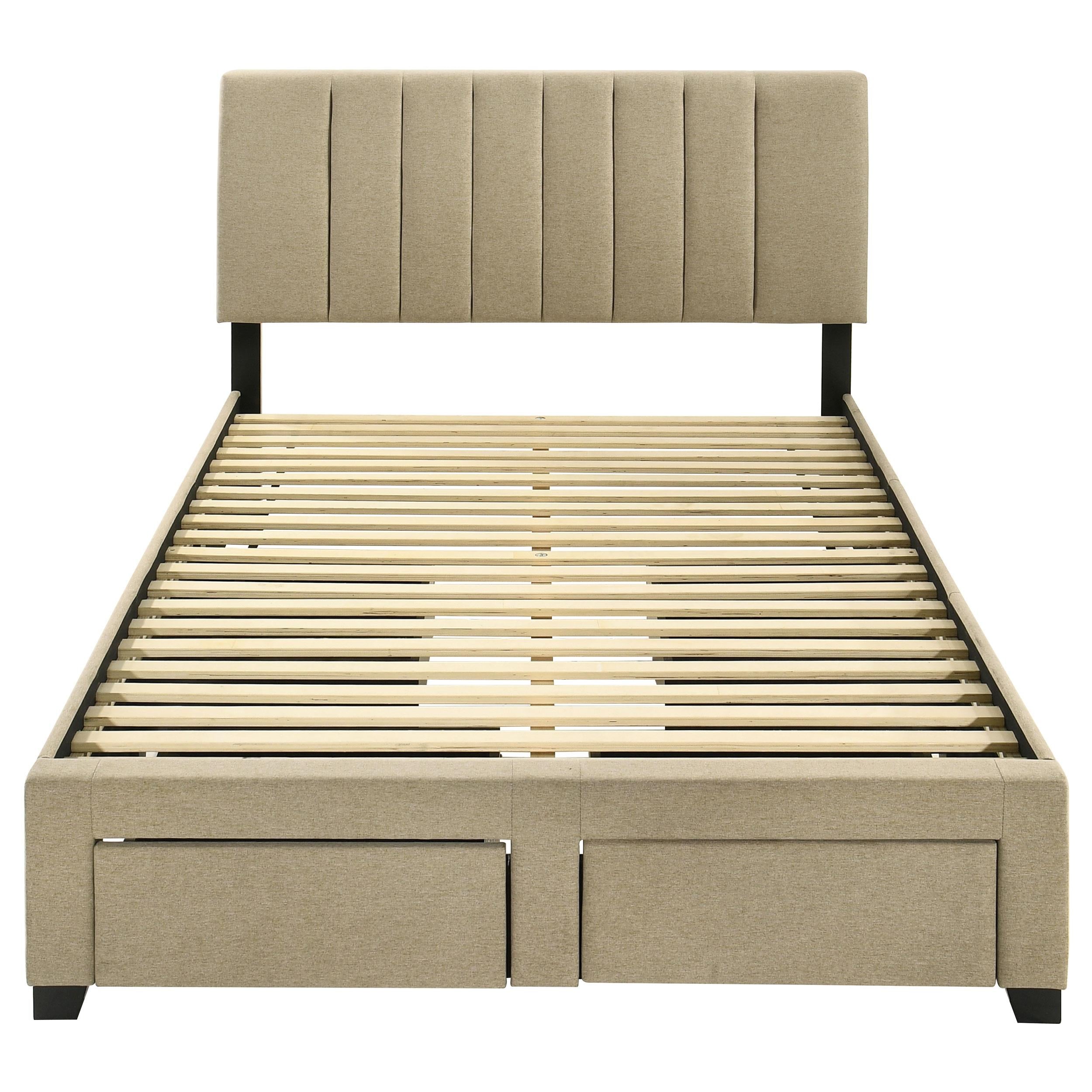  Coaster Furniture Wheatland 316010F 4-drawer Upholstered Full Storage Bed - Light Brown IMAGE 8