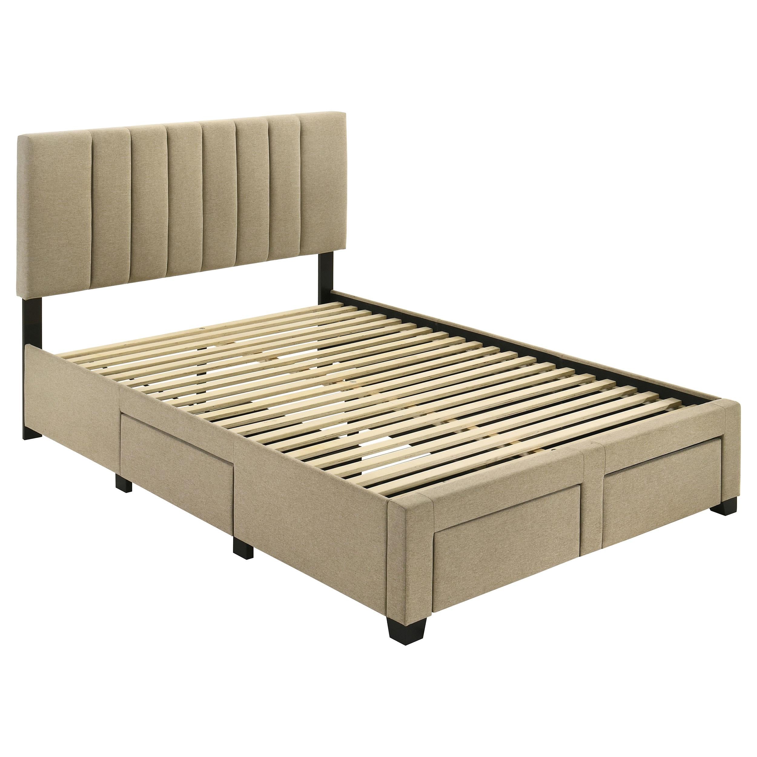  Coaster Furniture Wheatland 316010F 4-drawer Upholstered Full Storage Bed - Light Brown IMAGE 9