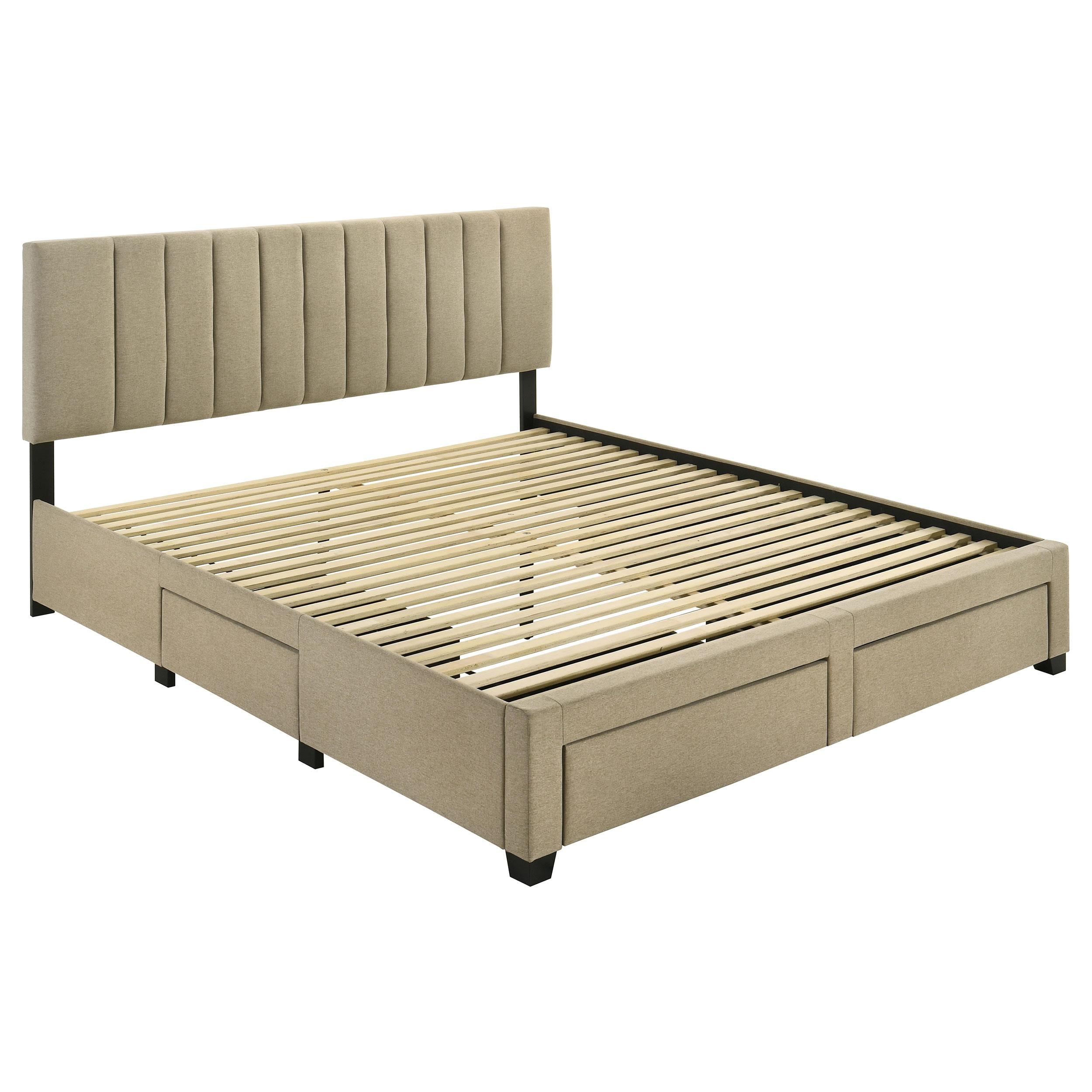  Coaster Furniture Wheatland 316010KE 4-drawer Upholstered Eastern King Storage Bed - Brown IMAGE 10
