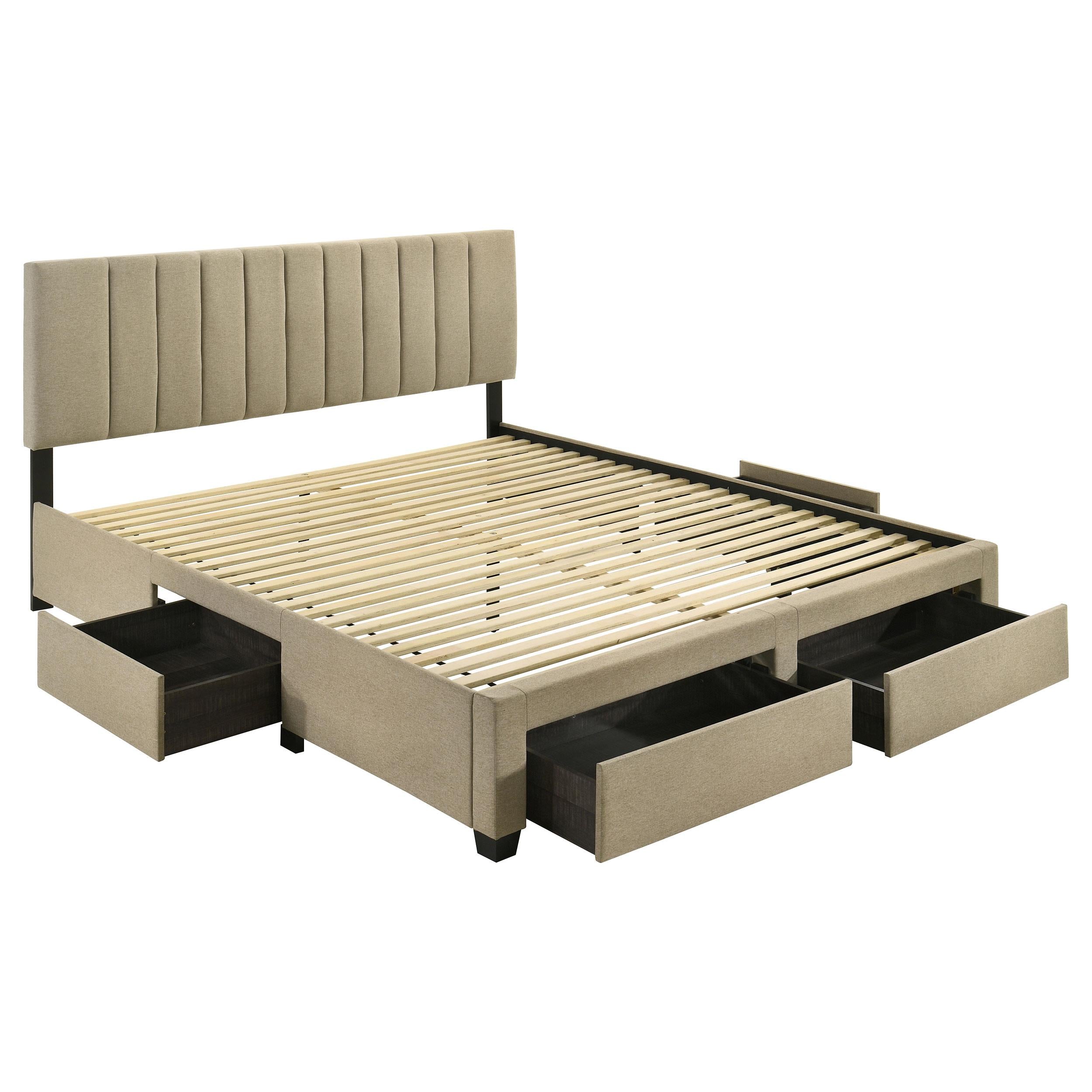  Coaster Furniture Wheatland 316010KE 4-drawer Upholstered Eastern King Storage Bed - Brown IMAGE 2