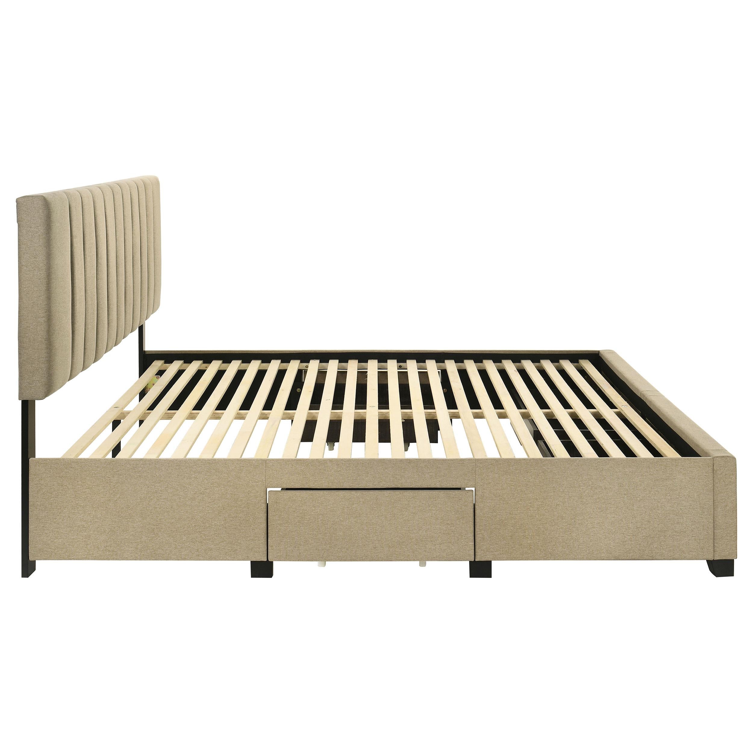  Coaster Furniture Wheatland 316010KE 4-drawer Upholstered Eastern King Storage Bed - Brown IMAGE 5