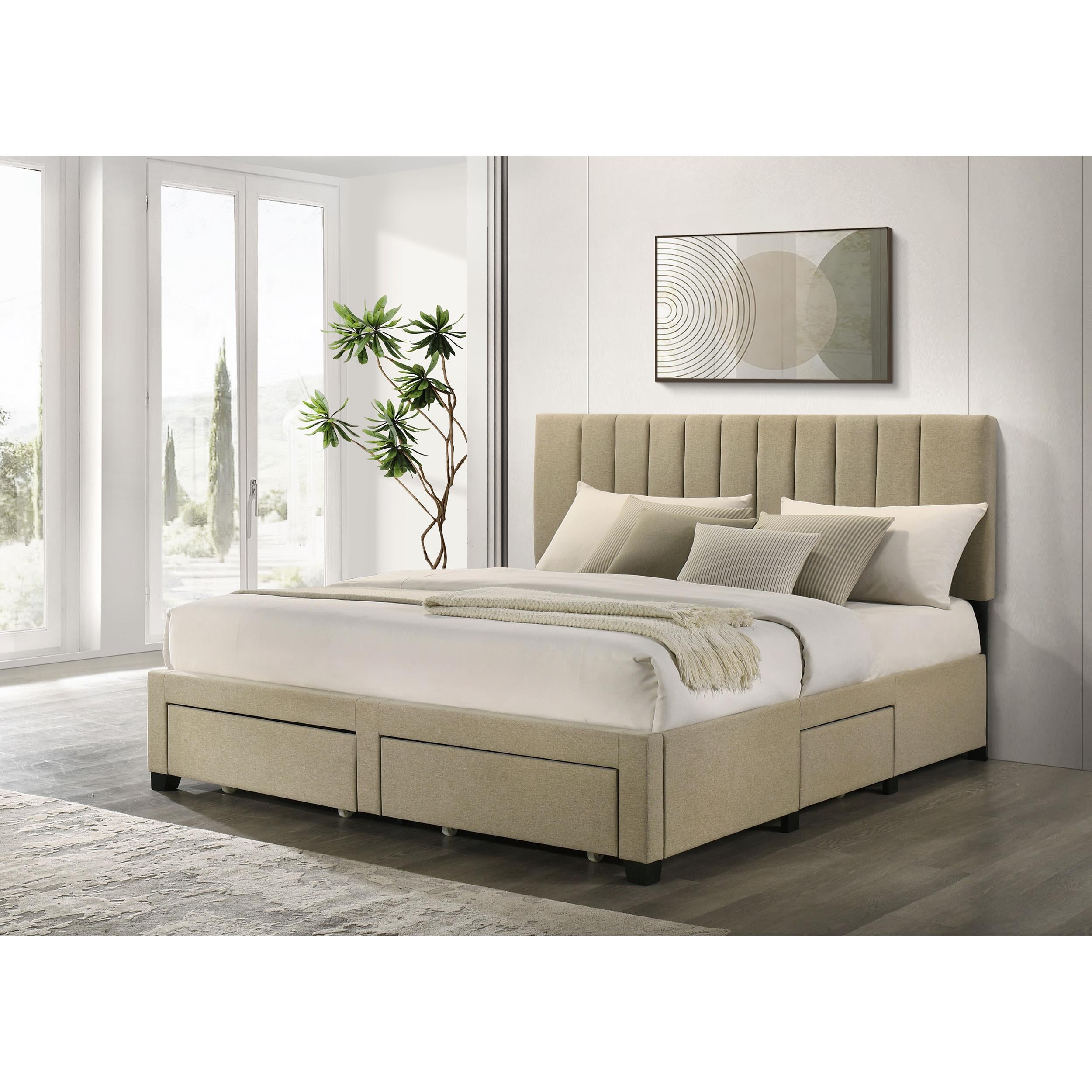  Coaster Furniture Wheatland 316010KE 4-drawer Upholstered Eastern King Storage Bed - Brown IMAGE 6