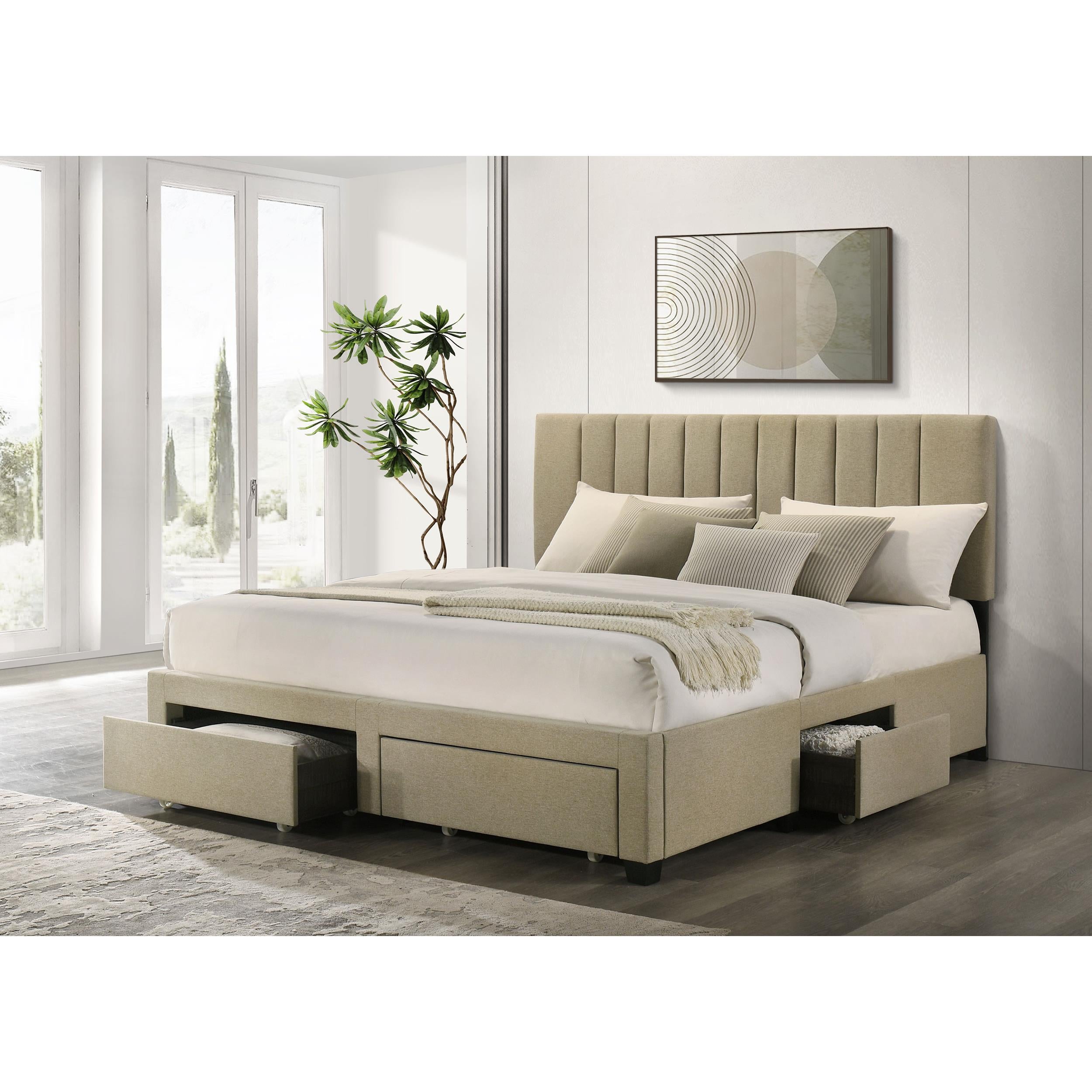  Coaster Furniture Wheatland 316010KE 4-drawer Upholstered Eastern King Storage Bed - Brown IMAGE 8