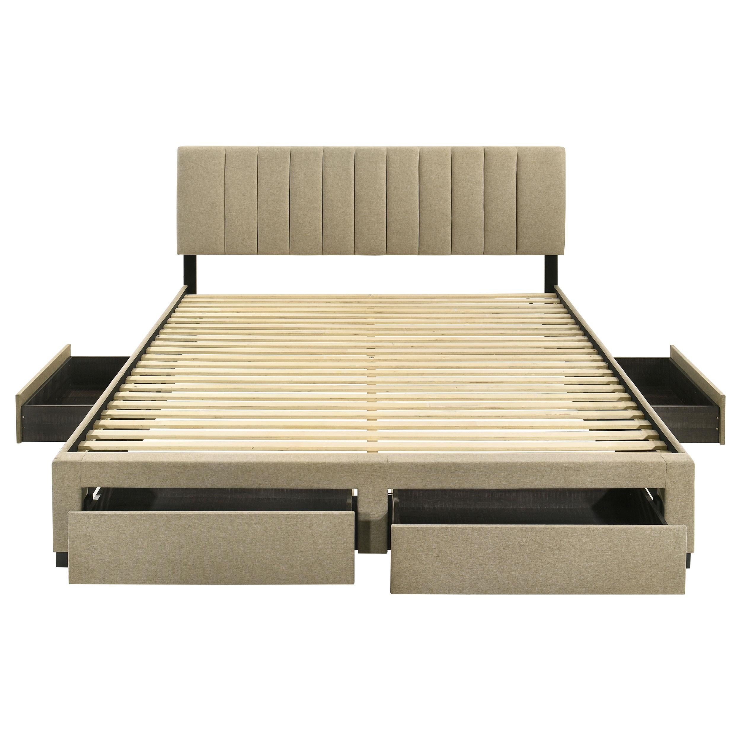  Coaster Furniture Wheatland 316010KE 4-drawer Upholstered Eastern King Storage Bed - Brown IMAGE 9