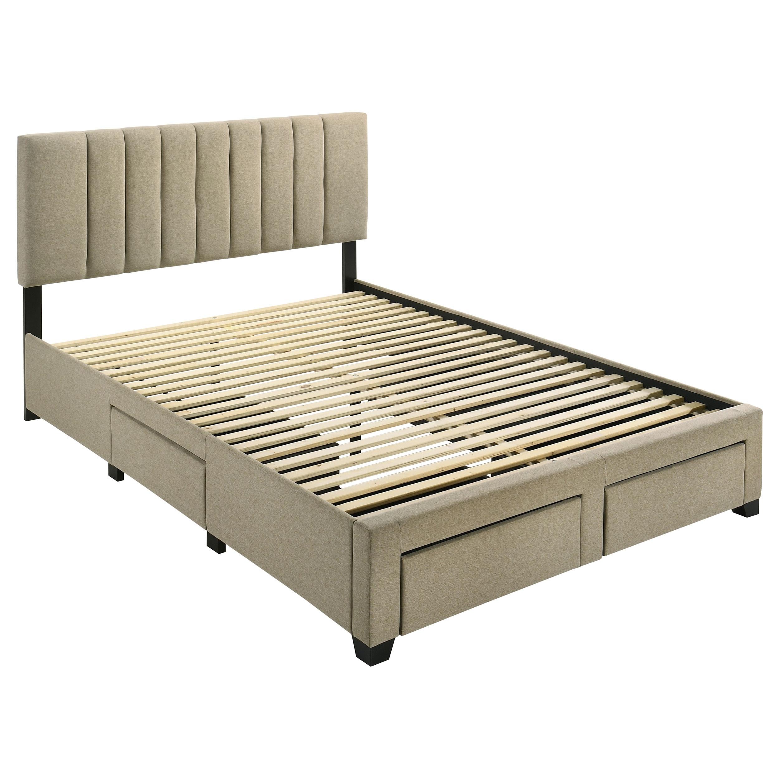  Coaster Furniture Wheatland 316010Q 4-drawer Upholstered Queen Storage Bed - Light Brown IMAGE 1
