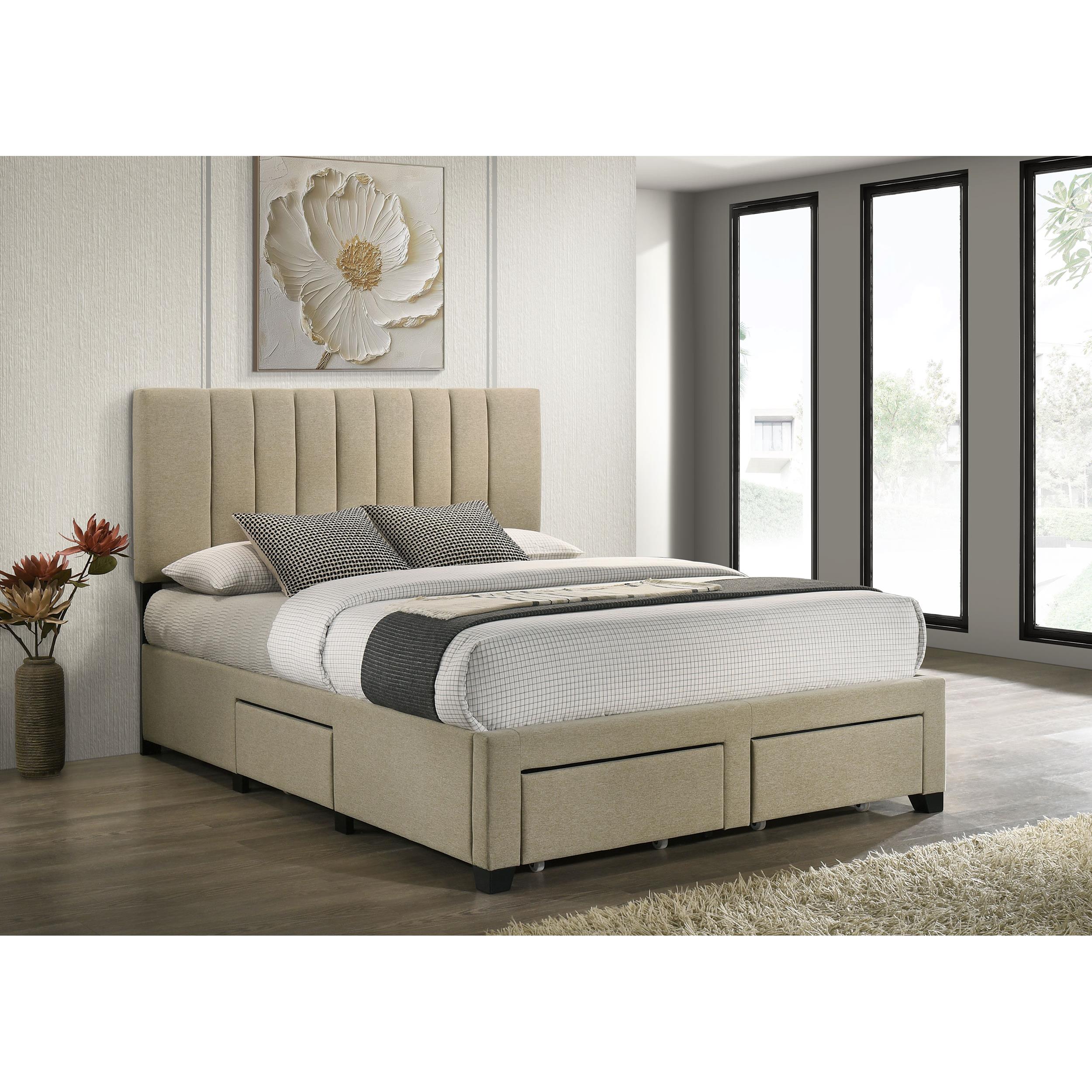 Coaster Furniture Wheatland 316010Q 4-drawer Upholstered Queen Storage Bed - Light Brown IMAGE 5