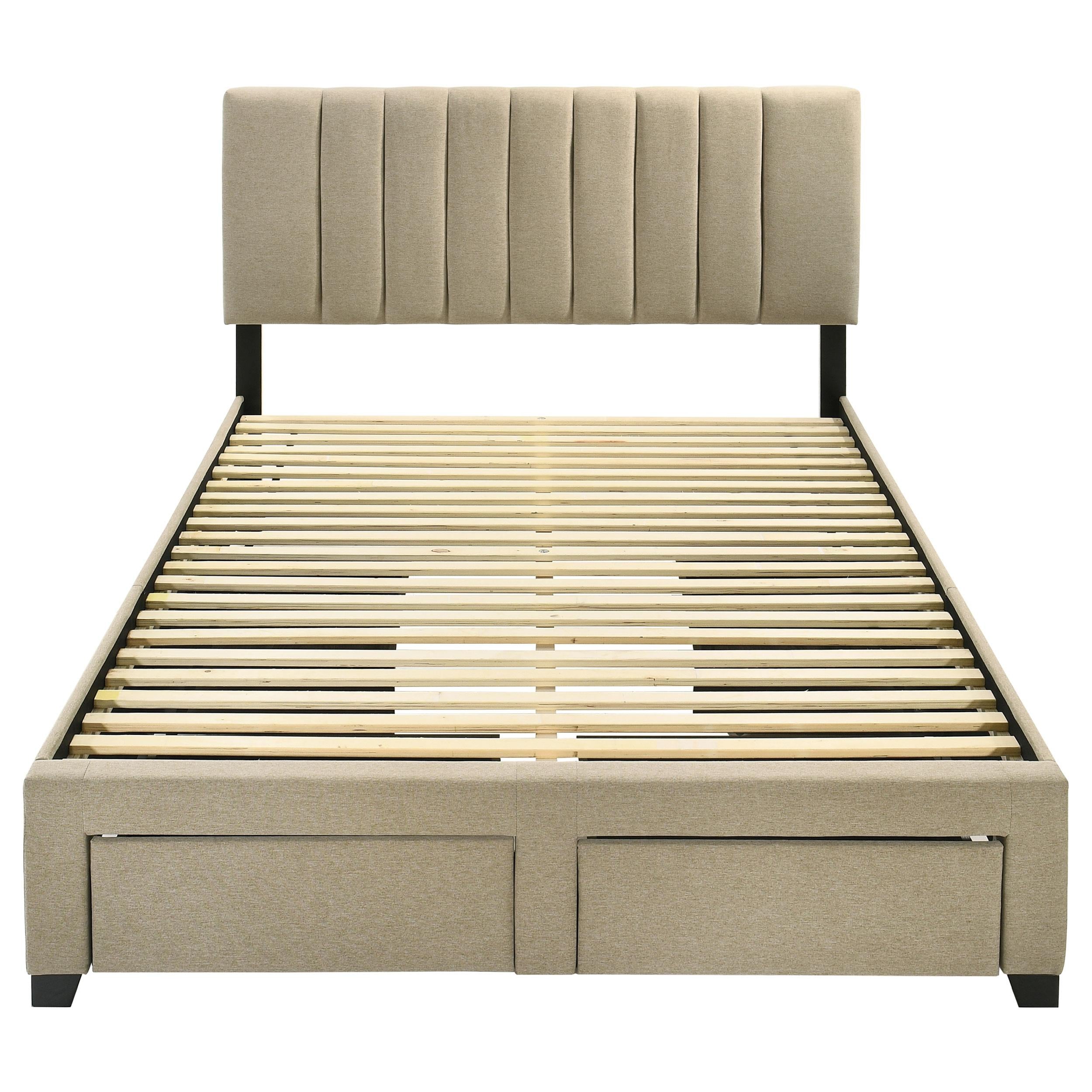  Coaster Furniture Wheatland 316010Q 4-drawer Upholstered Queen Storage Bed - Light Brown IMAGE 7