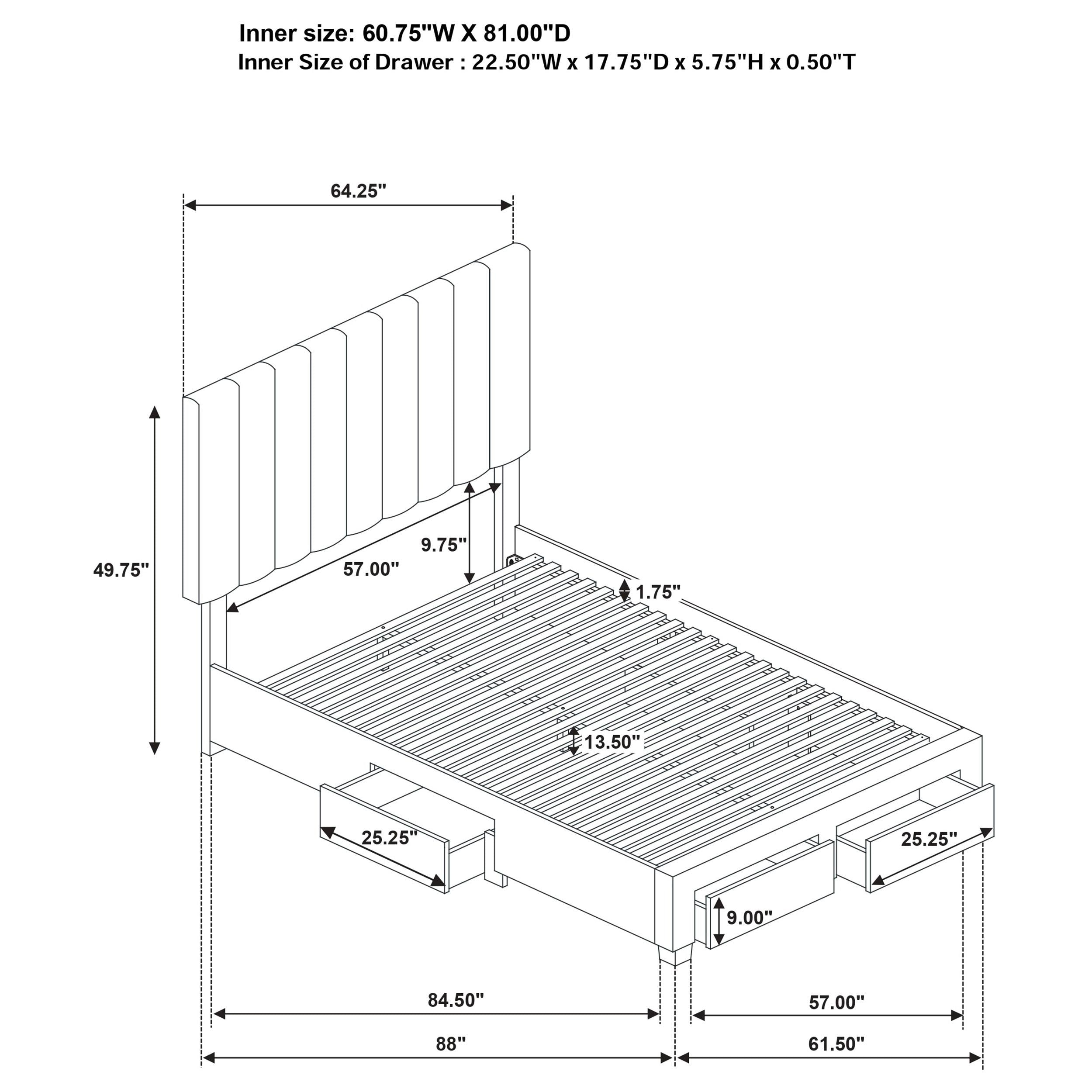  Coaster Furniture Wheatland 316010Q 4-drawer Upholstered Queen Storage Bed - Light Brown IMAGE 8