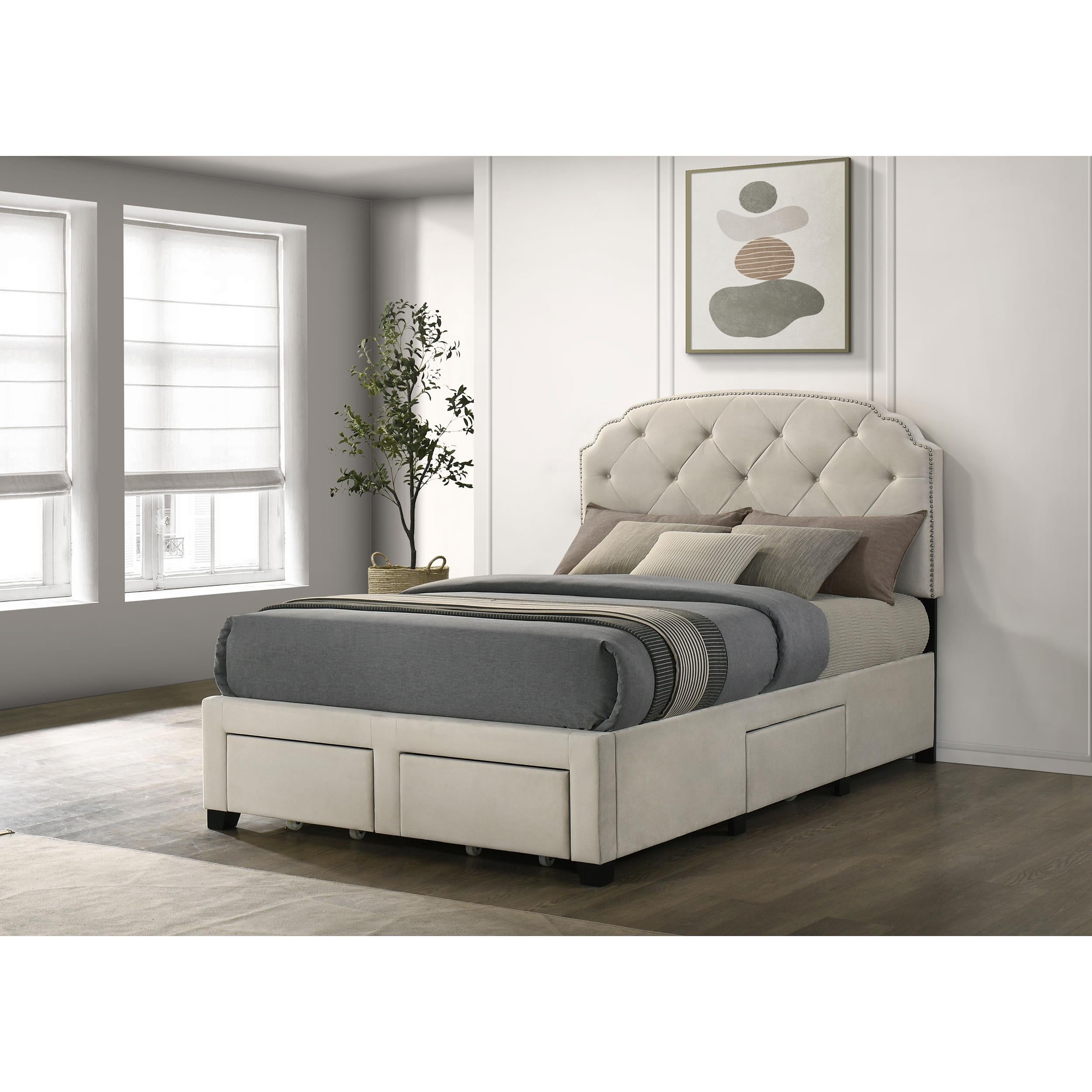  Coaster Furniture Marianna 316011F 4-drawer Upholstered Full Storage Bed - Cream IMAGE 2