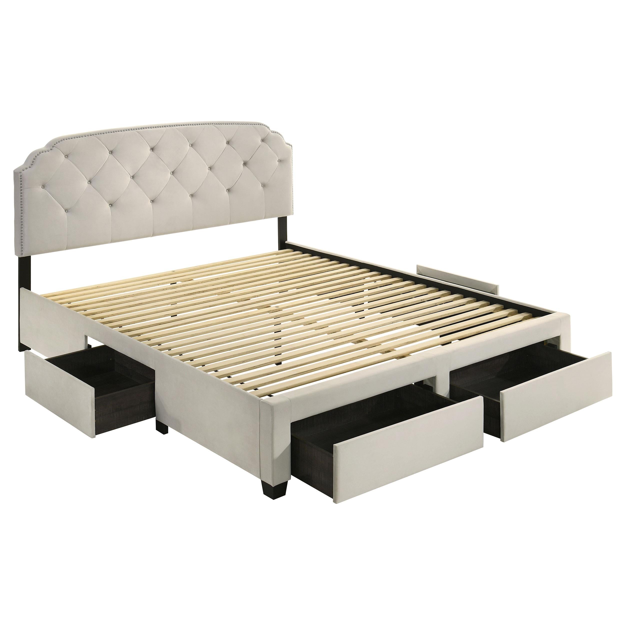  Coaster Furniture Marianna 316011KE 4-drawer Upholstered Eastern King Storage Bed - Cream IMAGE 4