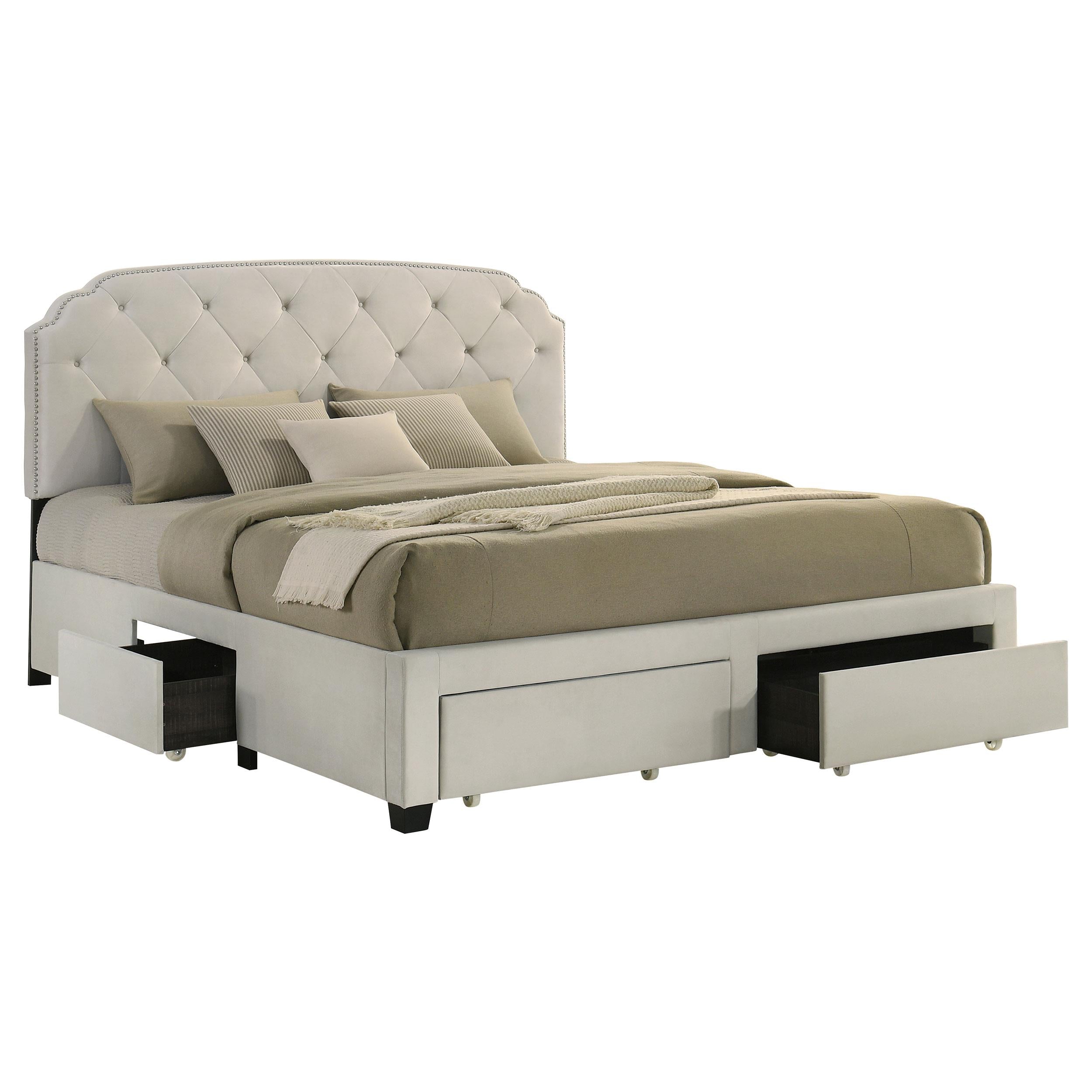  Coaster Furniture Marianna 316011KE 4-drawer Upholstered Eastern King Storage Bed - Cream IMAGE 6