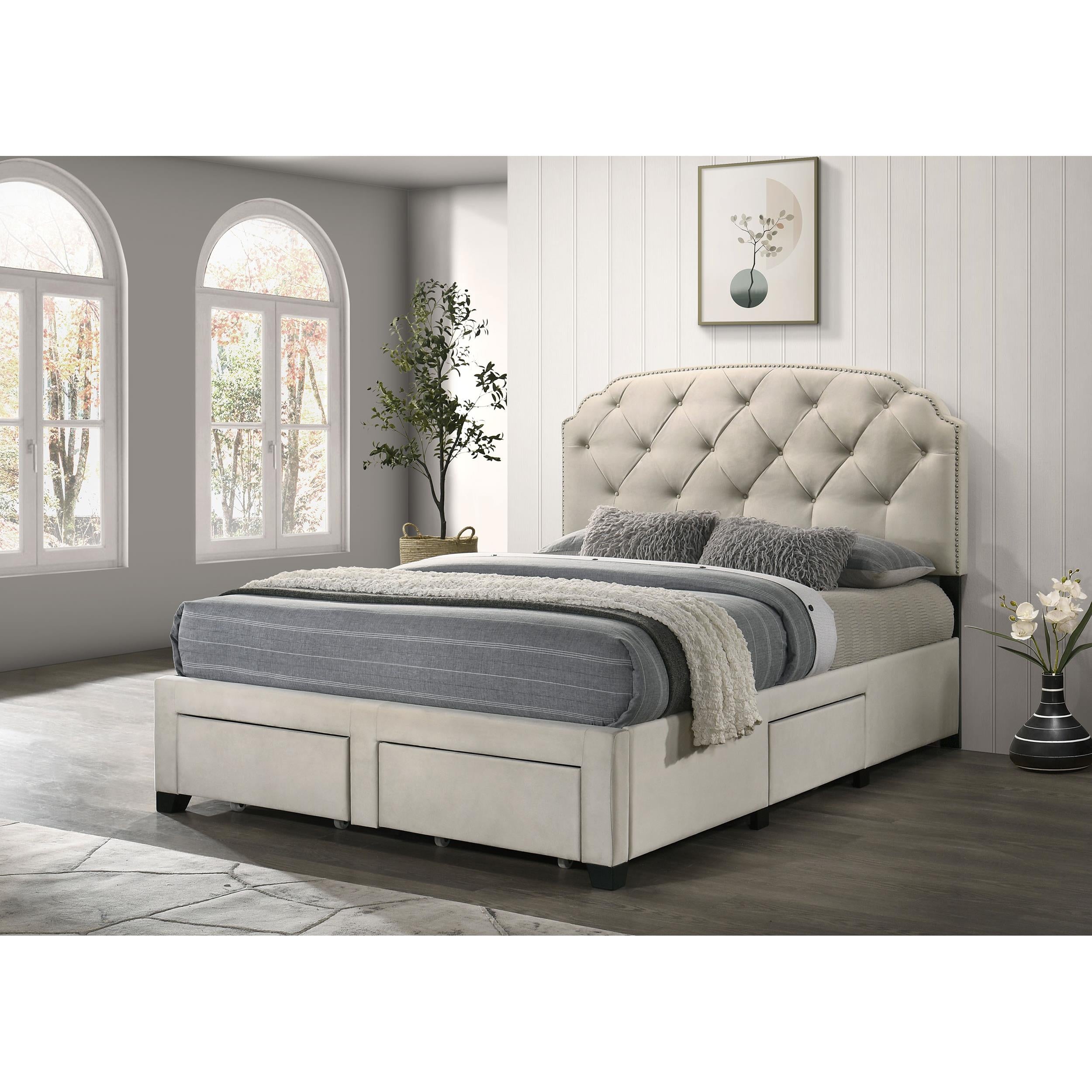  Coaster Furniture Marianna 316011Q 4-drawer Upholstered Queen Storage Bed - Cream IMAGE 4