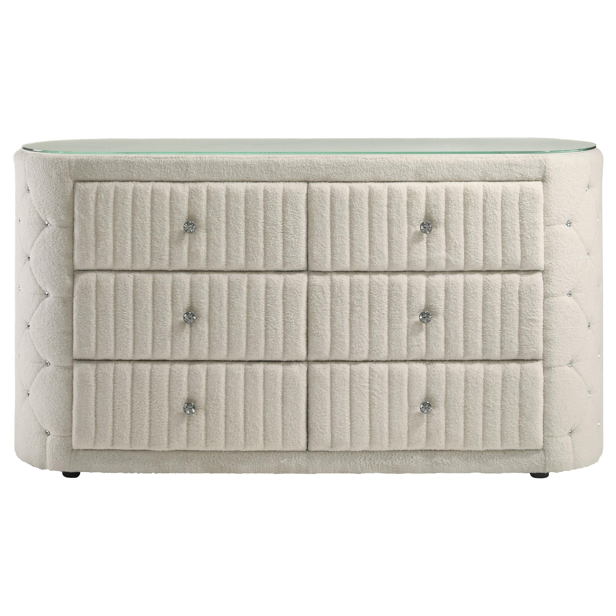  Coaster Furniture Sonya 360113 6-drawer Upholstered Bedroom Dresser - Ivory IMAGE 8