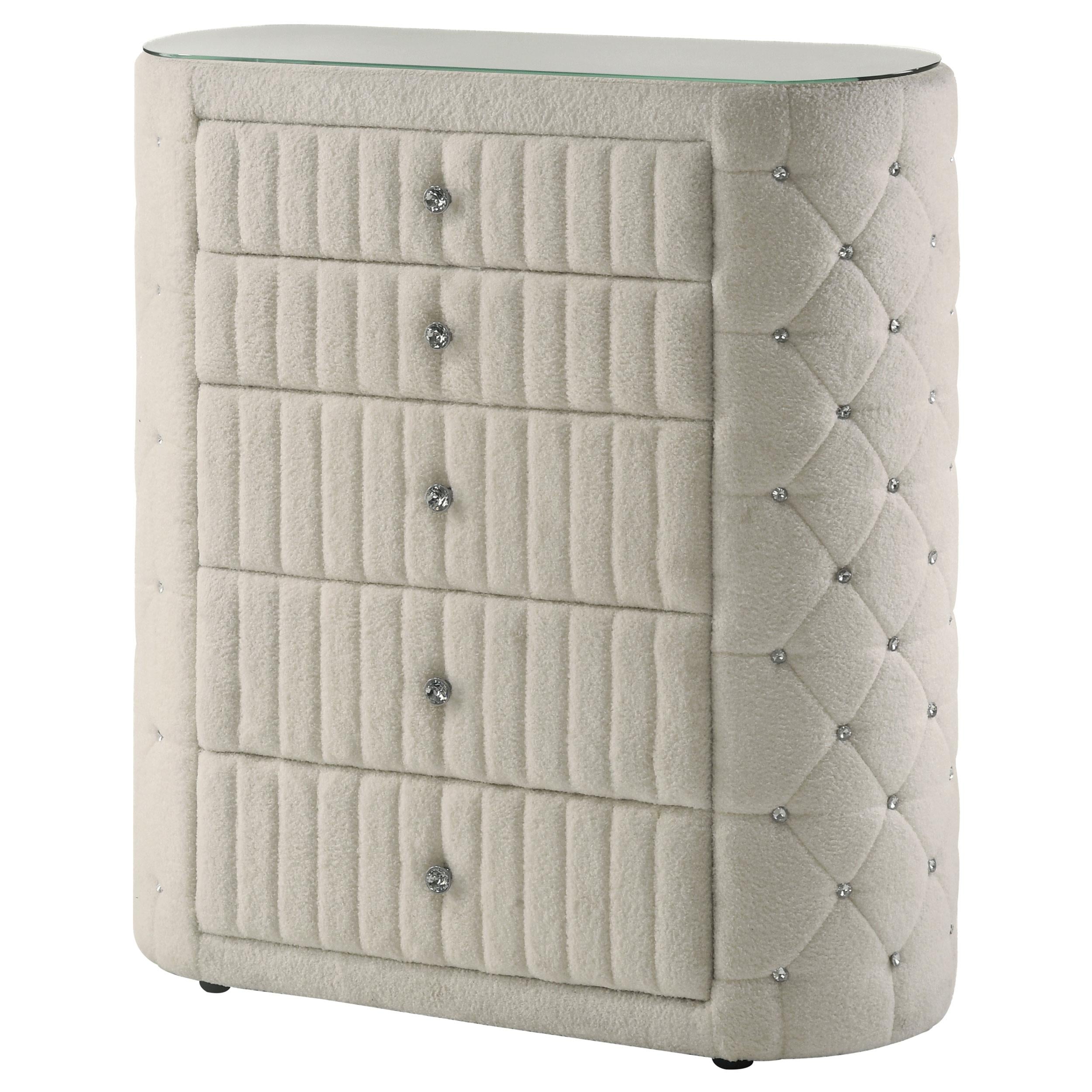  Coaster Furniture Sonya 360115 5-drawer Upholstered Bedroom Chest - Ivory IMAGE 12