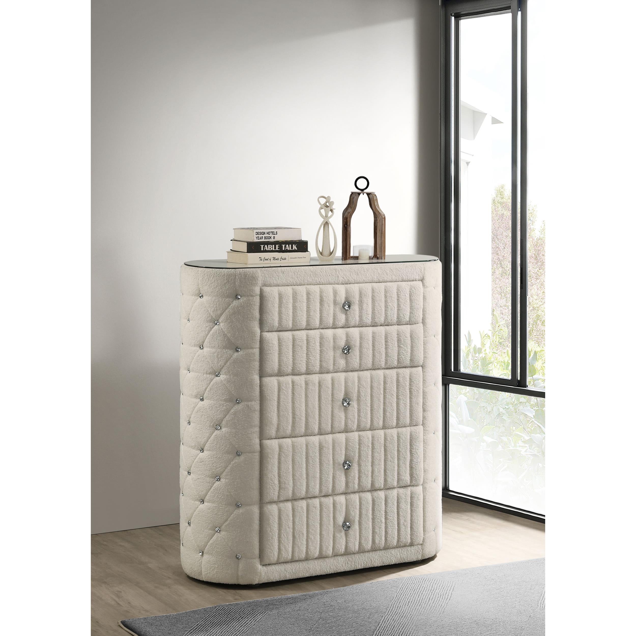  Coaster Furniture Sonya 360115 5-drawer Upholstered Bedroom Chest - Ivory IMAGE 2