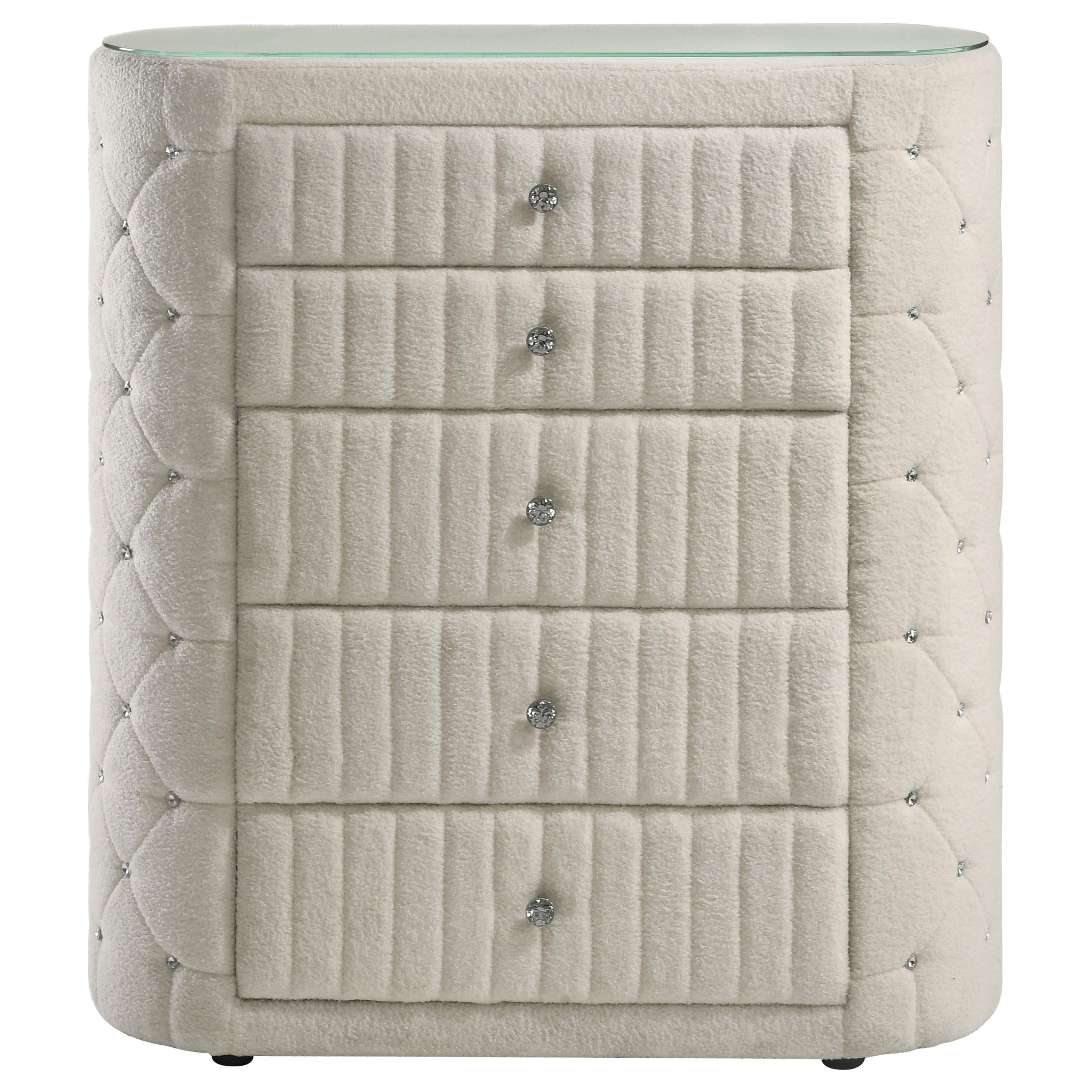  Coaster Furniture Sonya 360115 5-drawer Upholstered Bedroom Chest - Ivory IMAGE 8