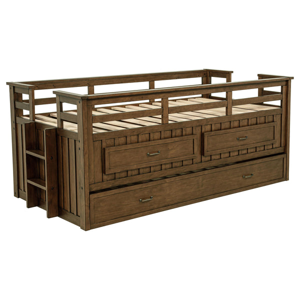 Coaster Furniture Carlsbad 400716T Wood Twin Captains Bed With Trundle - Medium Brown