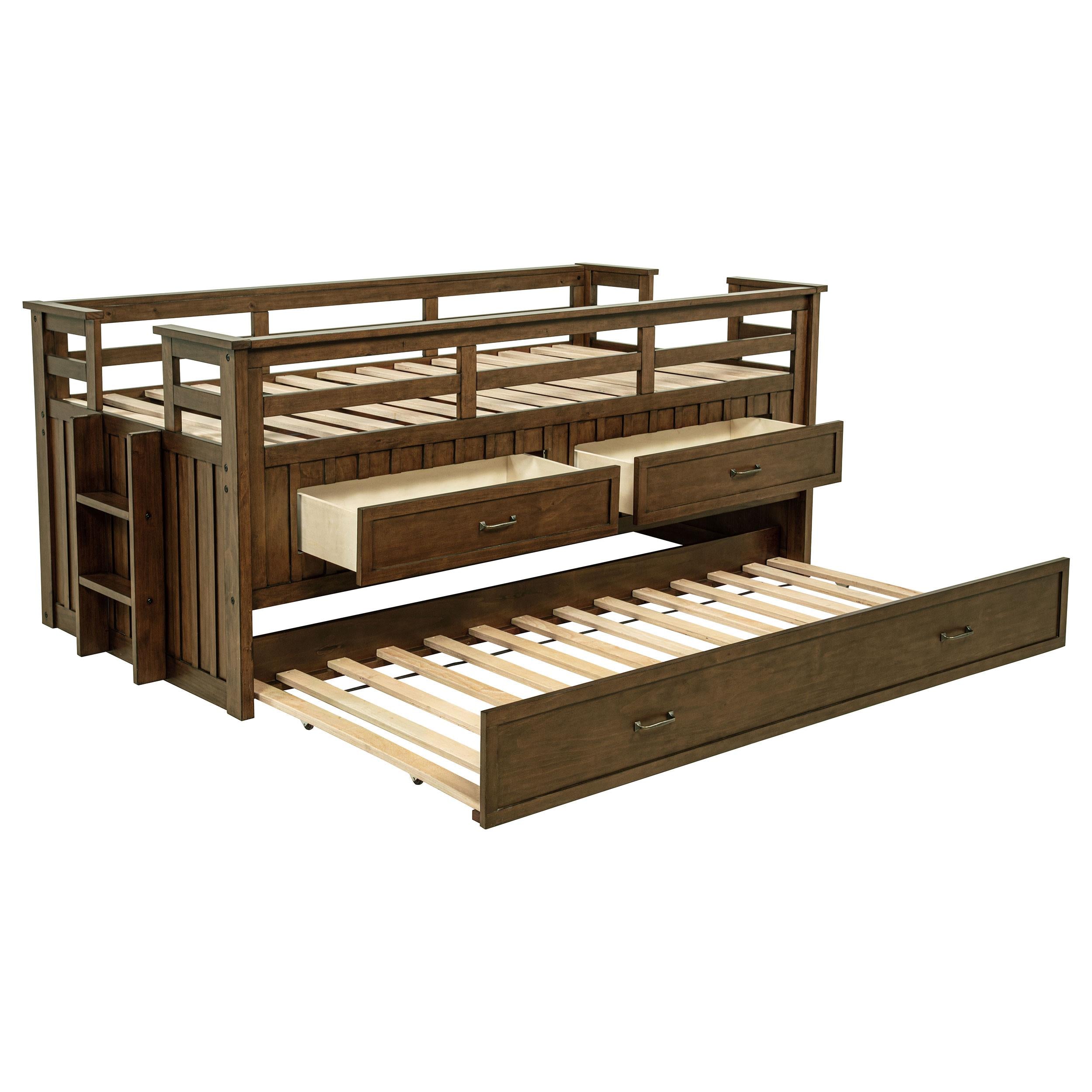  Coaster Furniture Carlsbad 400716T Wood Twin Captains Bed With Trundle - Medium Brown IMAGE 2