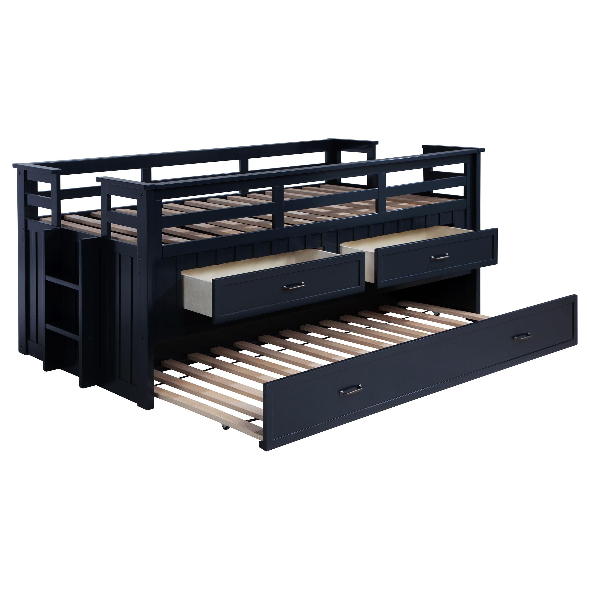  Coaster Furniture Carlsbad 401980T Wood Twin Captains Bed With Trundle - Navy Blue IMAGE 10