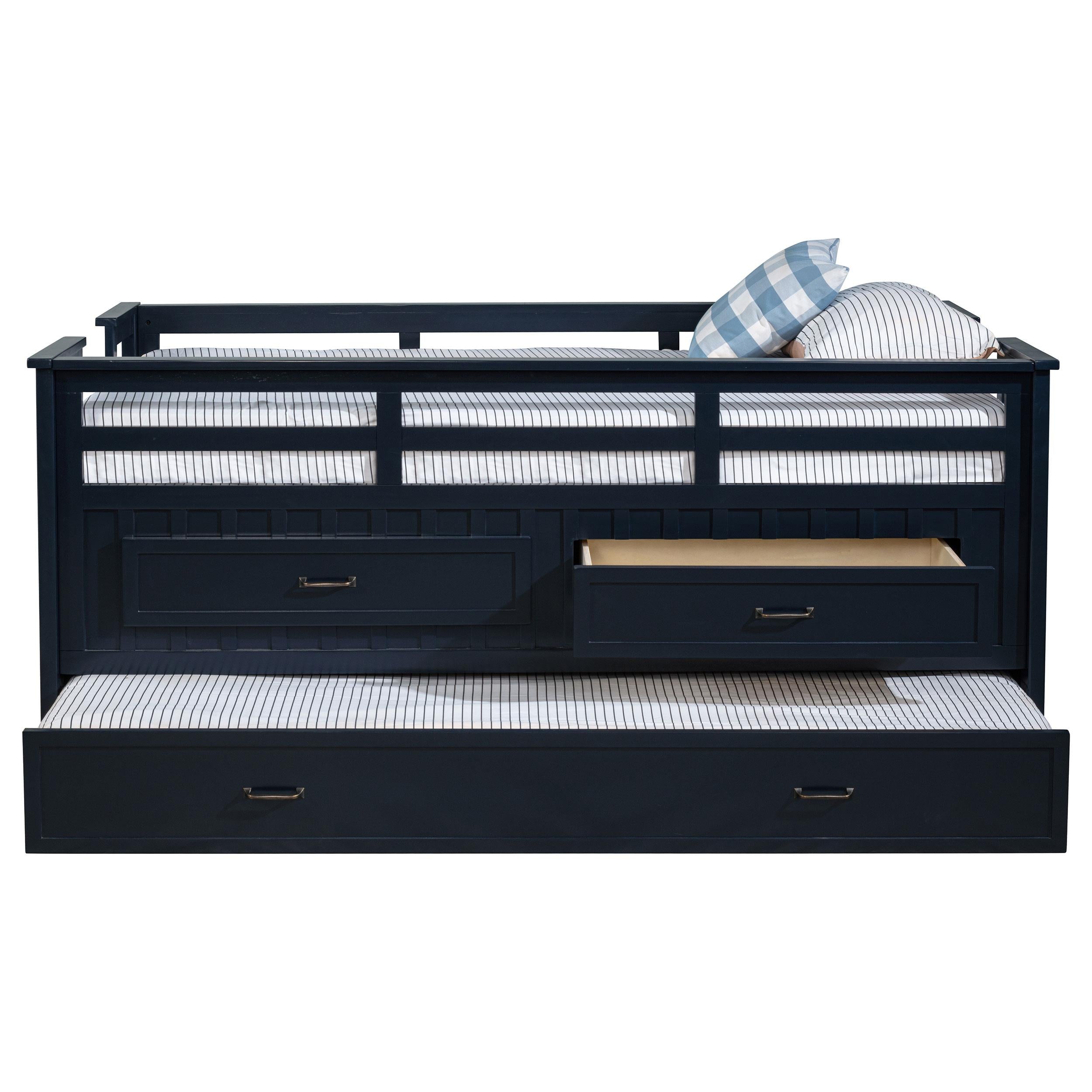 Coaster Furniture Carlsbad 401980T Wood Twin Captains Bed With Trundle - Navy Blue IMAGE 4
