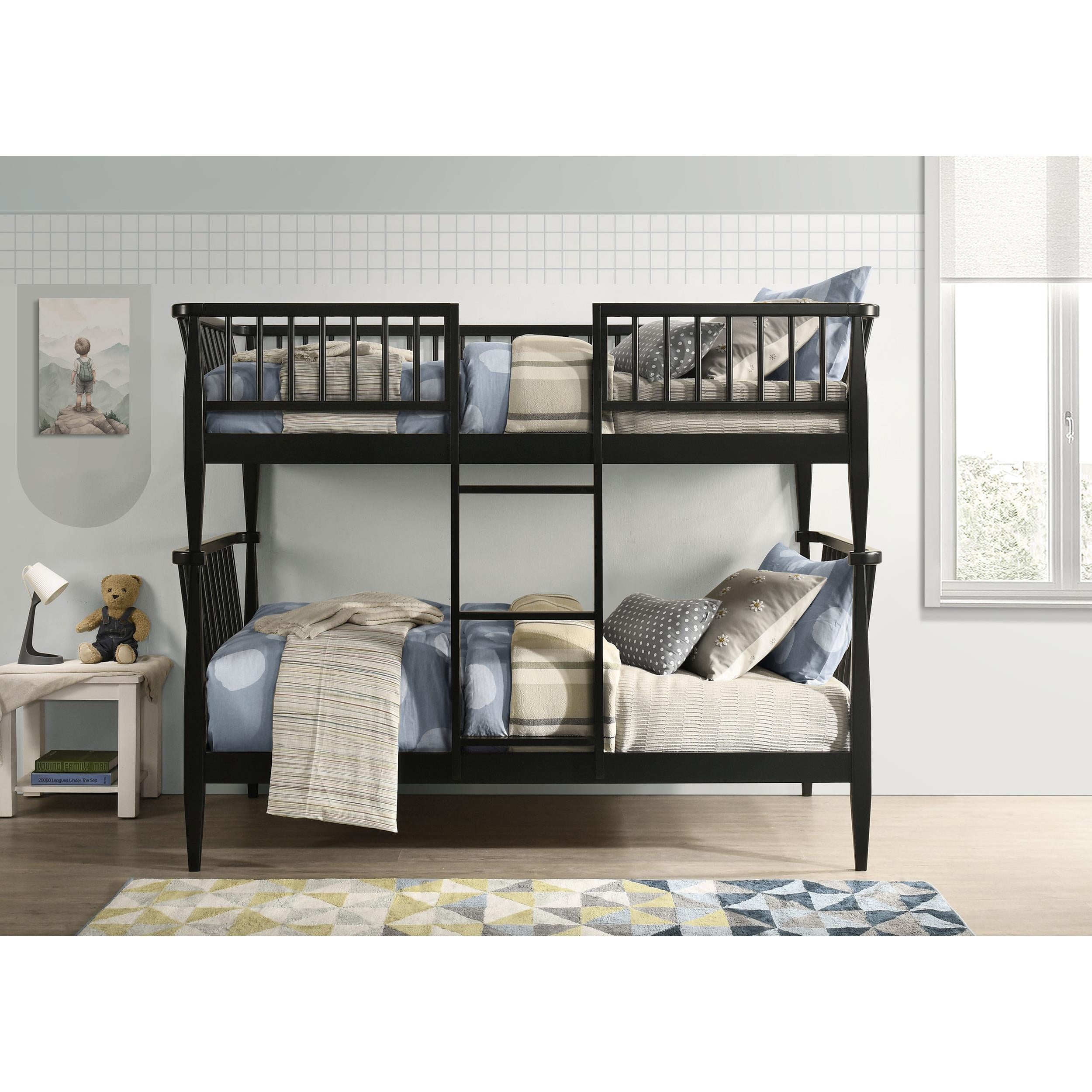  Coaster Furniture Abram 460061BLKT Windsor Twin Over Twin Wood Bunk Bed with Ladder - Black IMAGE 10