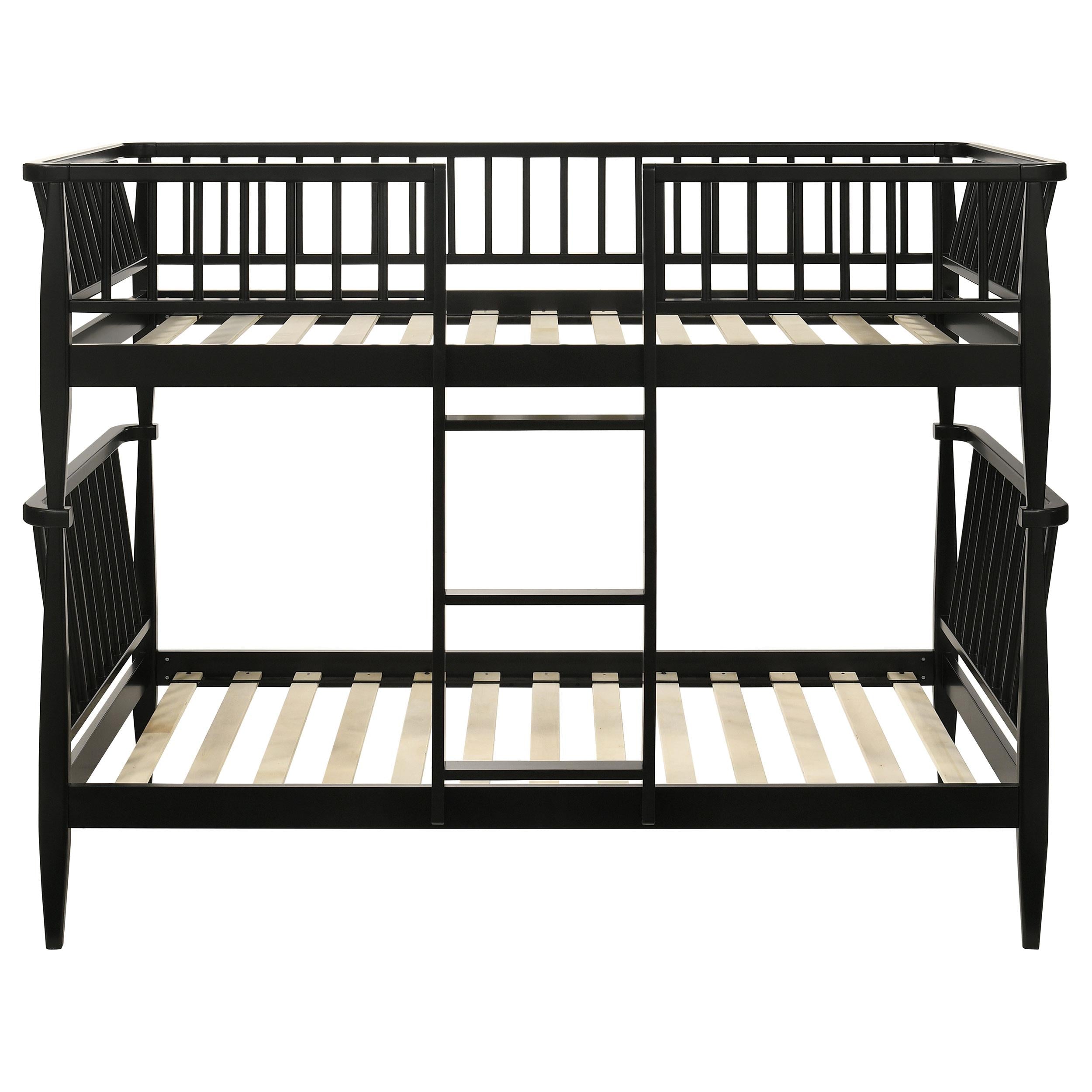  Coaster Furniture Abram 460061BLKT Windsor Twin Over Twin Wood Bunk Bed with Ladder - Black IMAGE 3