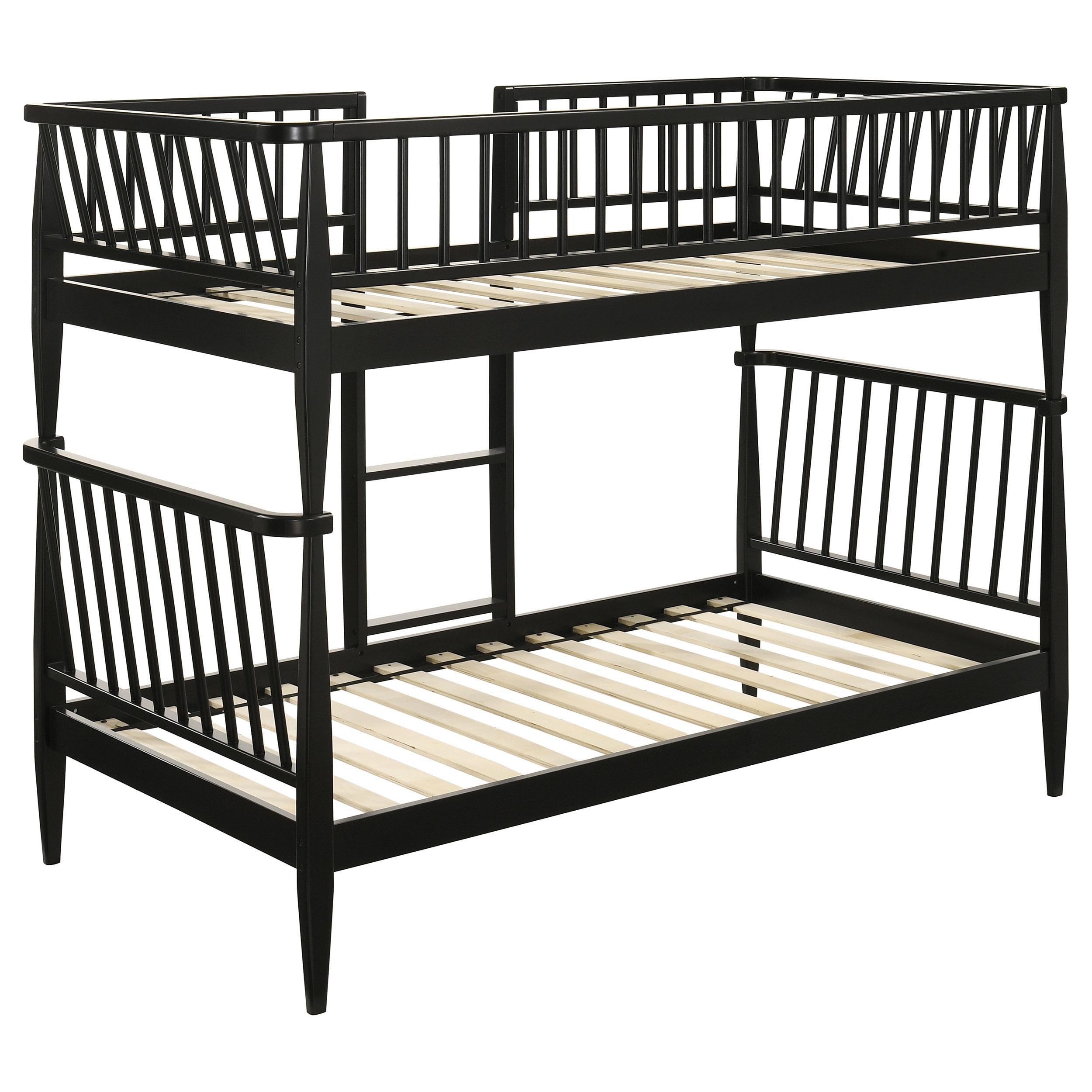  Coaster Furniture Abram 460061BLKT Windsor Twin Over Twin Wood Bunk Bed with Ladder - Black IMAGE 5
