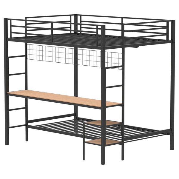 Coaster Furniture Bettoni 460209BLK Metal Full Over Twin Workstation Bunk Bed - Matte Black