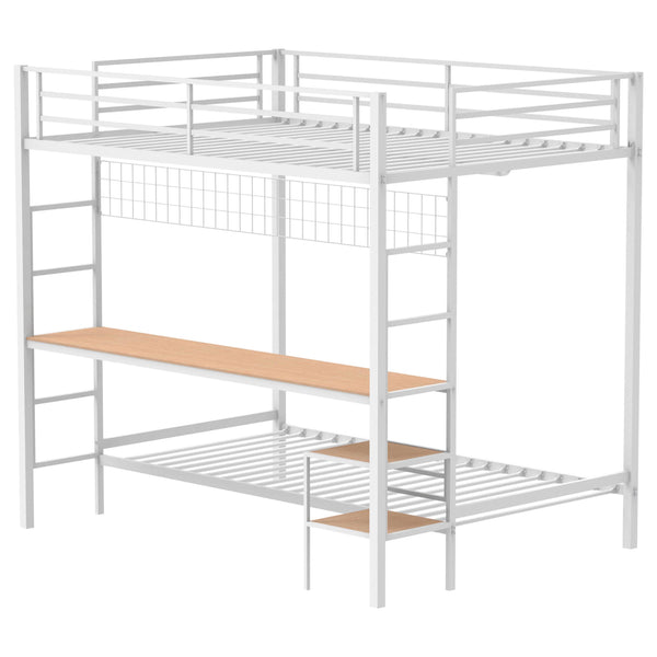Coaster Furniture Bettoni 460209WHT Metal Full Over Twin Workstation Bunk Bed - Matte White