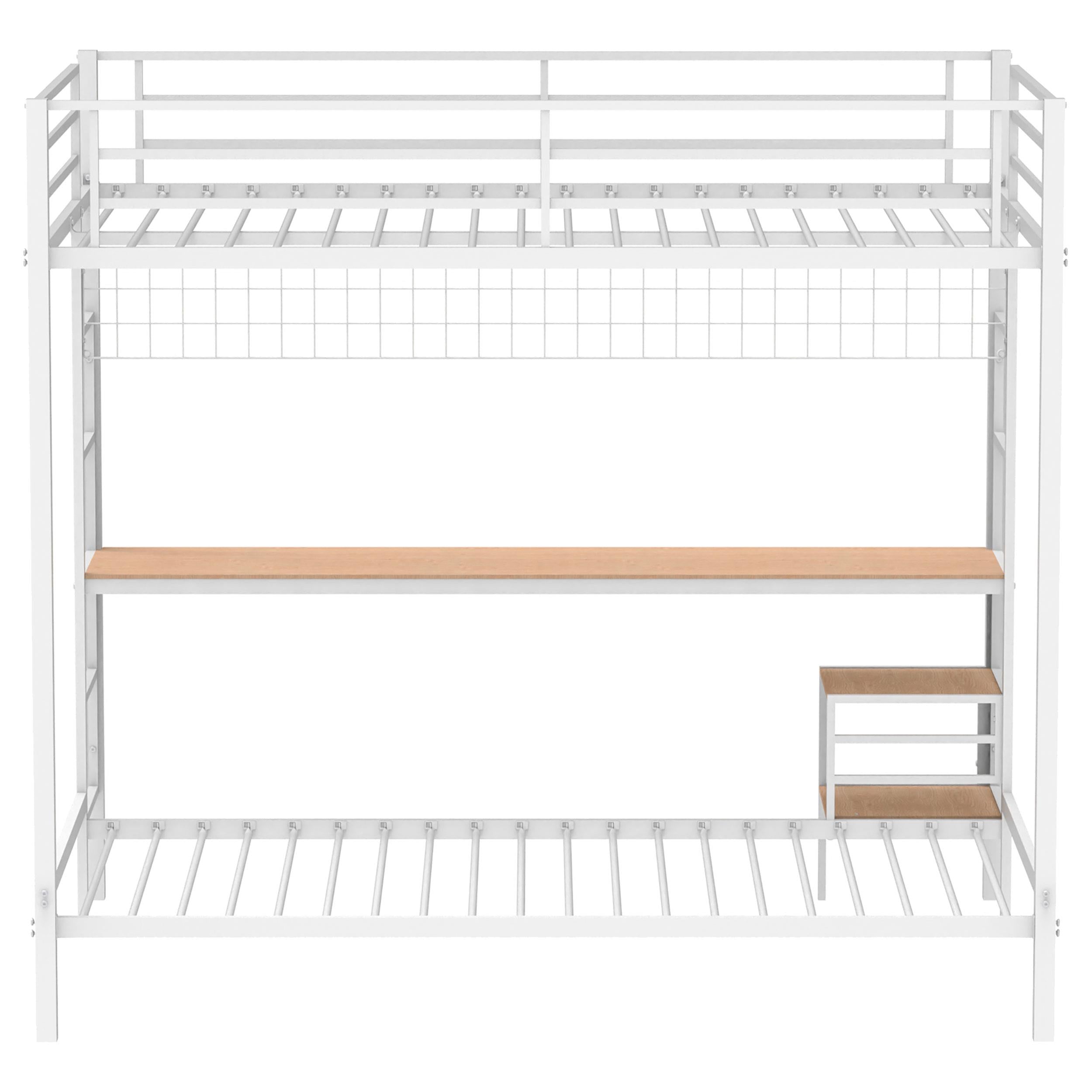  Coaster Furniture Bettoni 460209WHT Metal Full Over Twin Workstation Bunk Bed - Matte White IMAGE 2